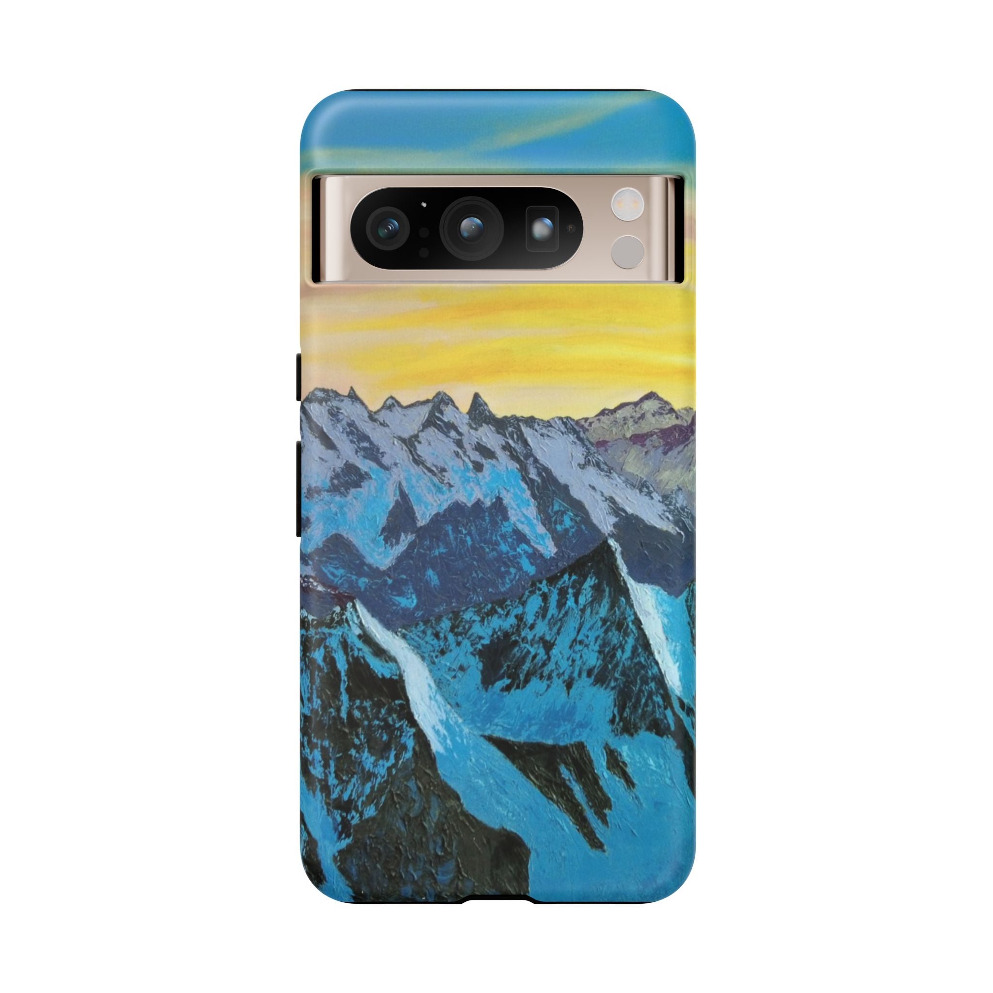 Mountain Sunset Phone Case — Protective Tough Case with Scenic Blue Peaks Design