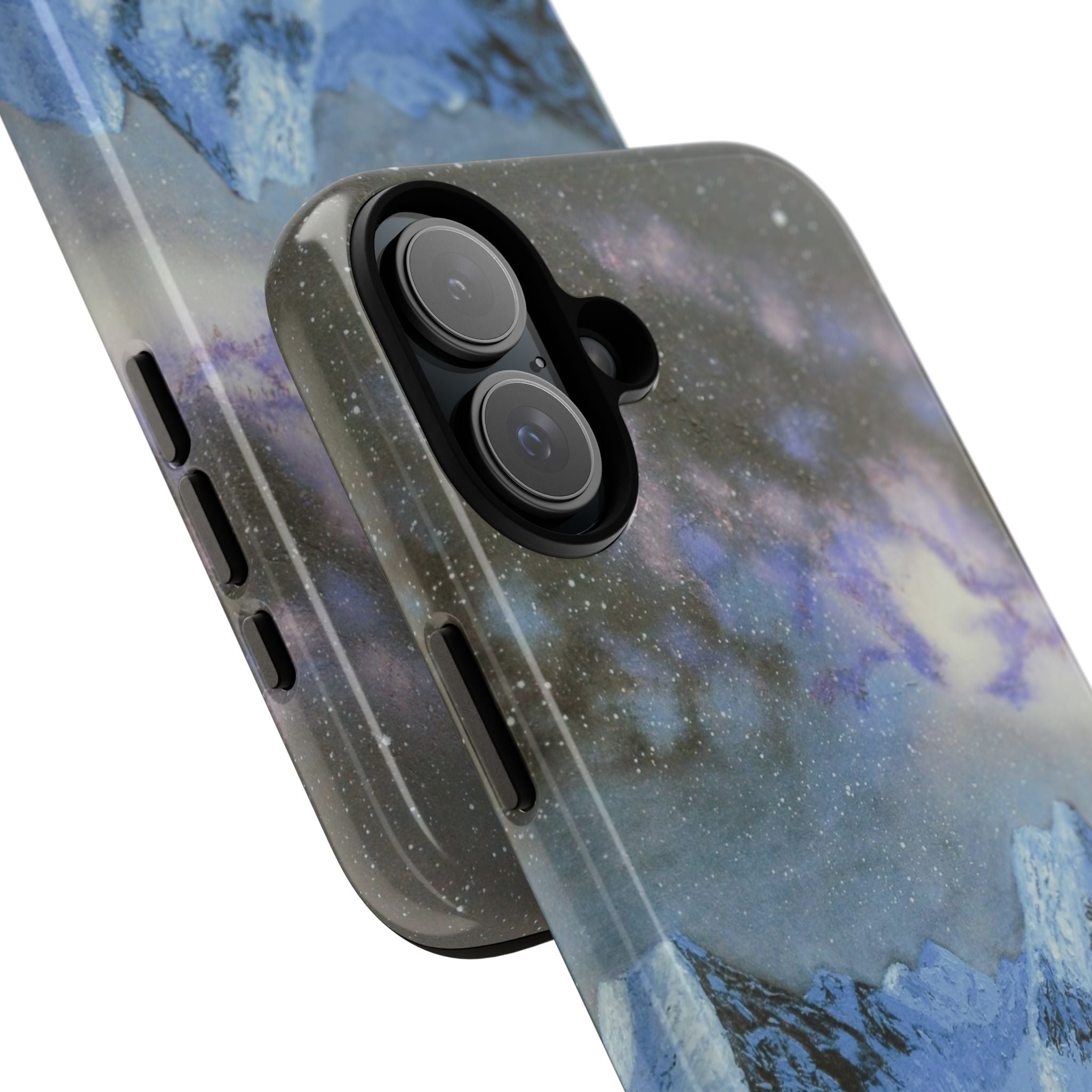 Mountain Night Sky Phone Case — Tough Protective iPhone Cover with Aurora & Snowy Peaks