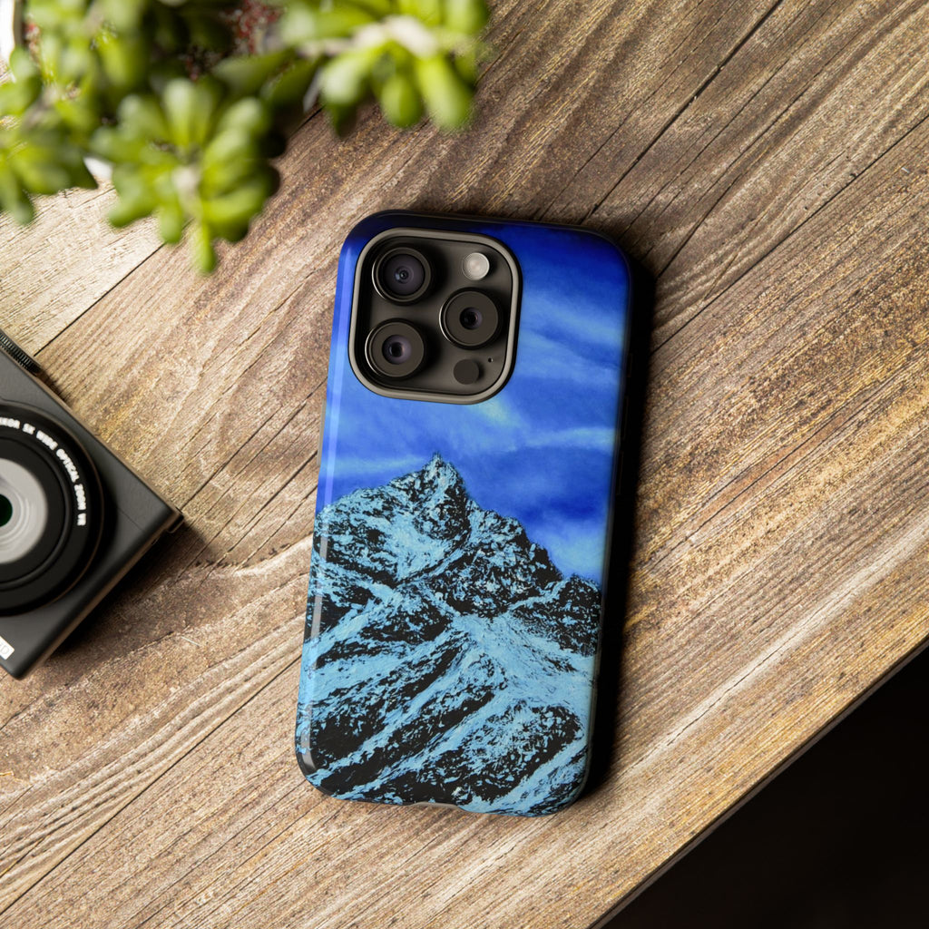 Mountain Peak Blue Tough Phone Case — Rugged Protective iPhone Cover