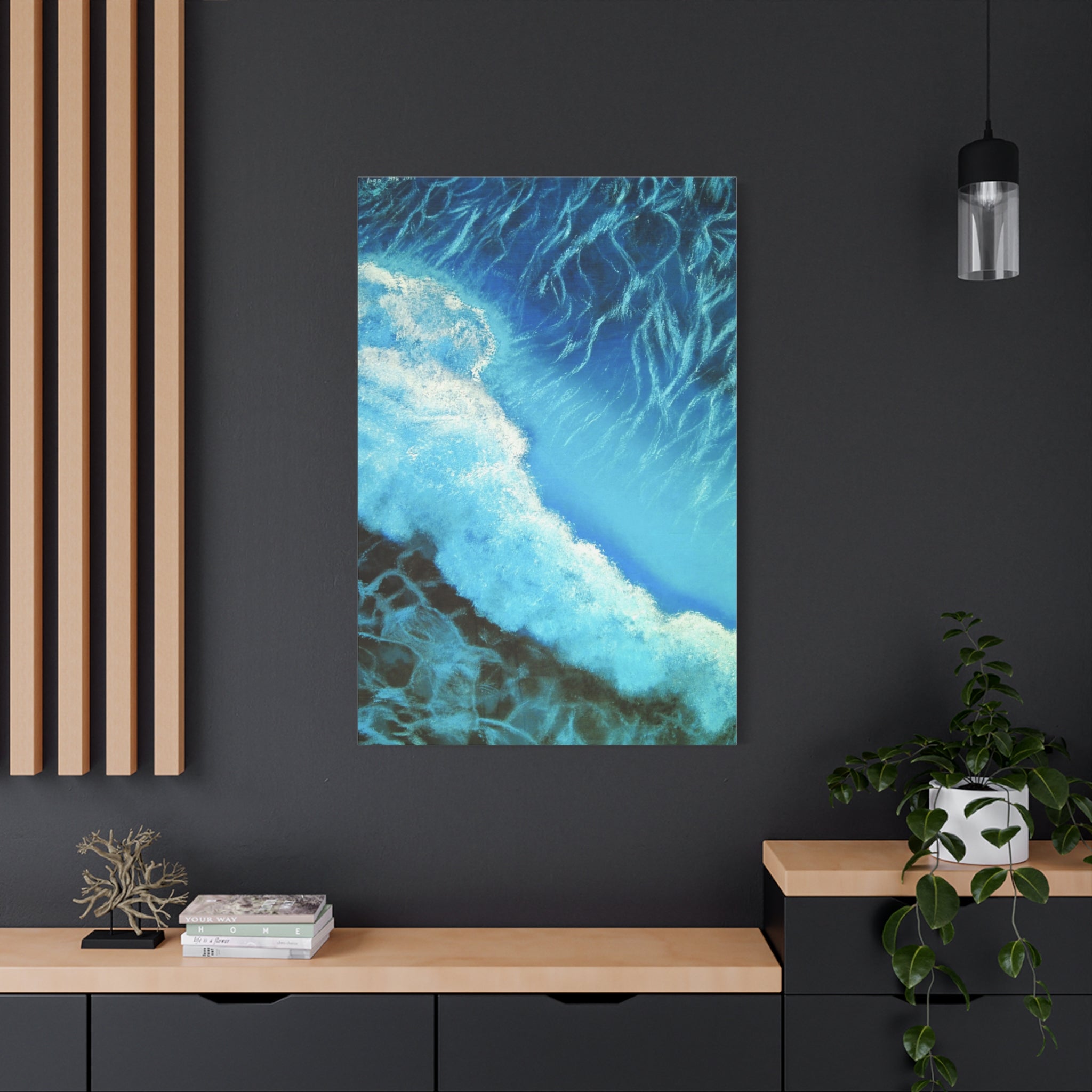 Ocean Wave Abstract Matte Canvas Print — Blue Coastal Wall Art