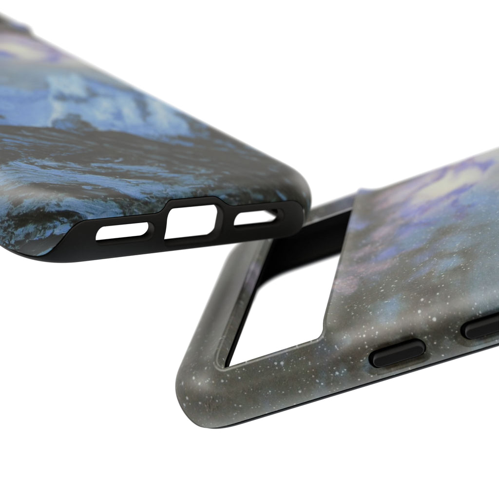 Mountain Night Sky Phone Case — Tough Protective iPhone Cover with Aurora & Snowy Peaks