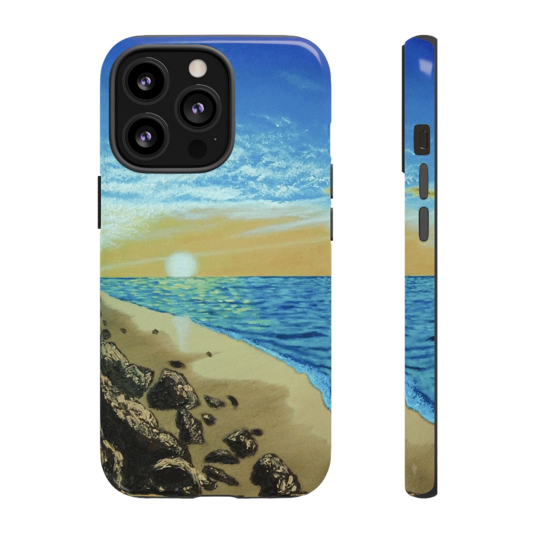 Beach Sunset Phone Case — Protective Tough Case with Coastal Shoreline Design