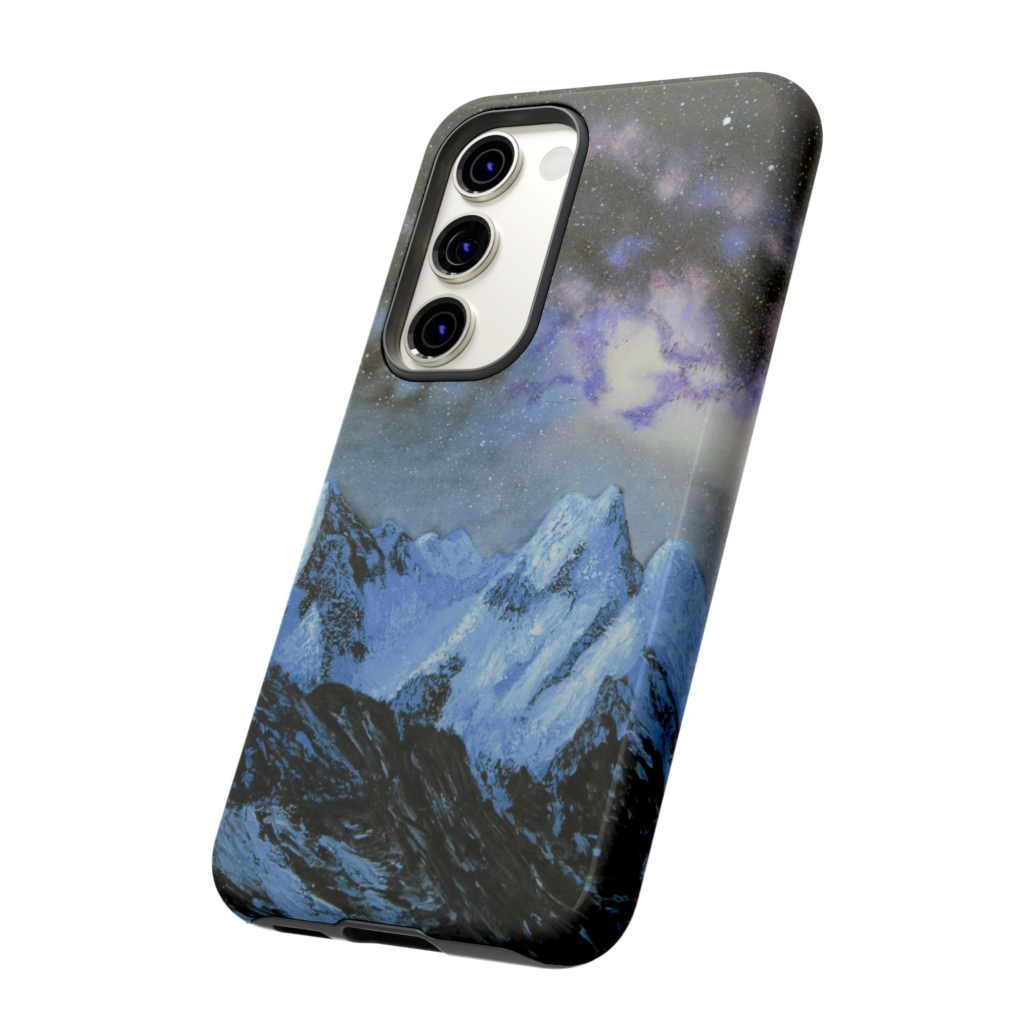Mountain Night Sky Phone Case — Tough Protective iPhone Cover with Aurora & Snowy Peaks