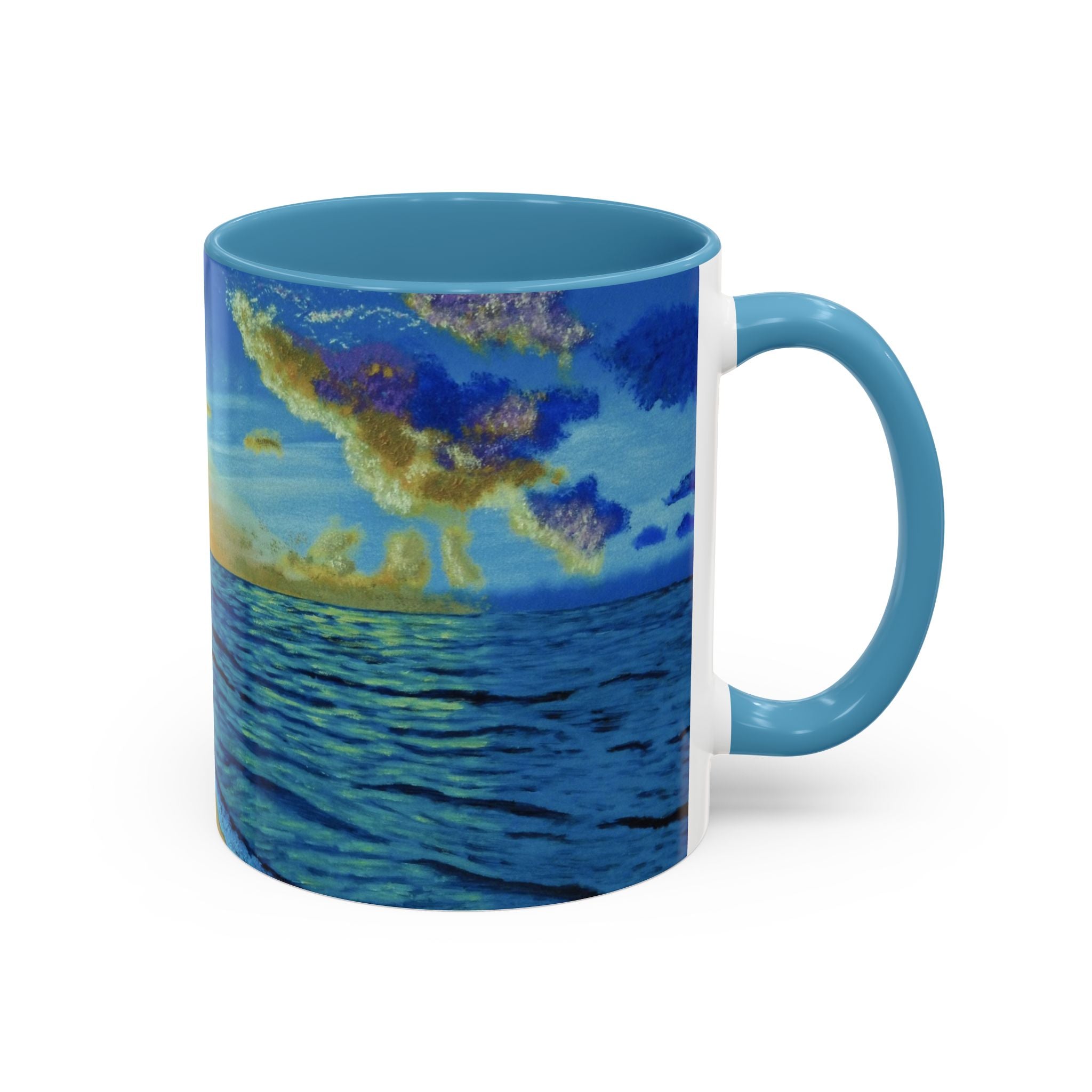 Coastal Sunrise Coffee Mug — Ocean Beach Scenic Accent Mug