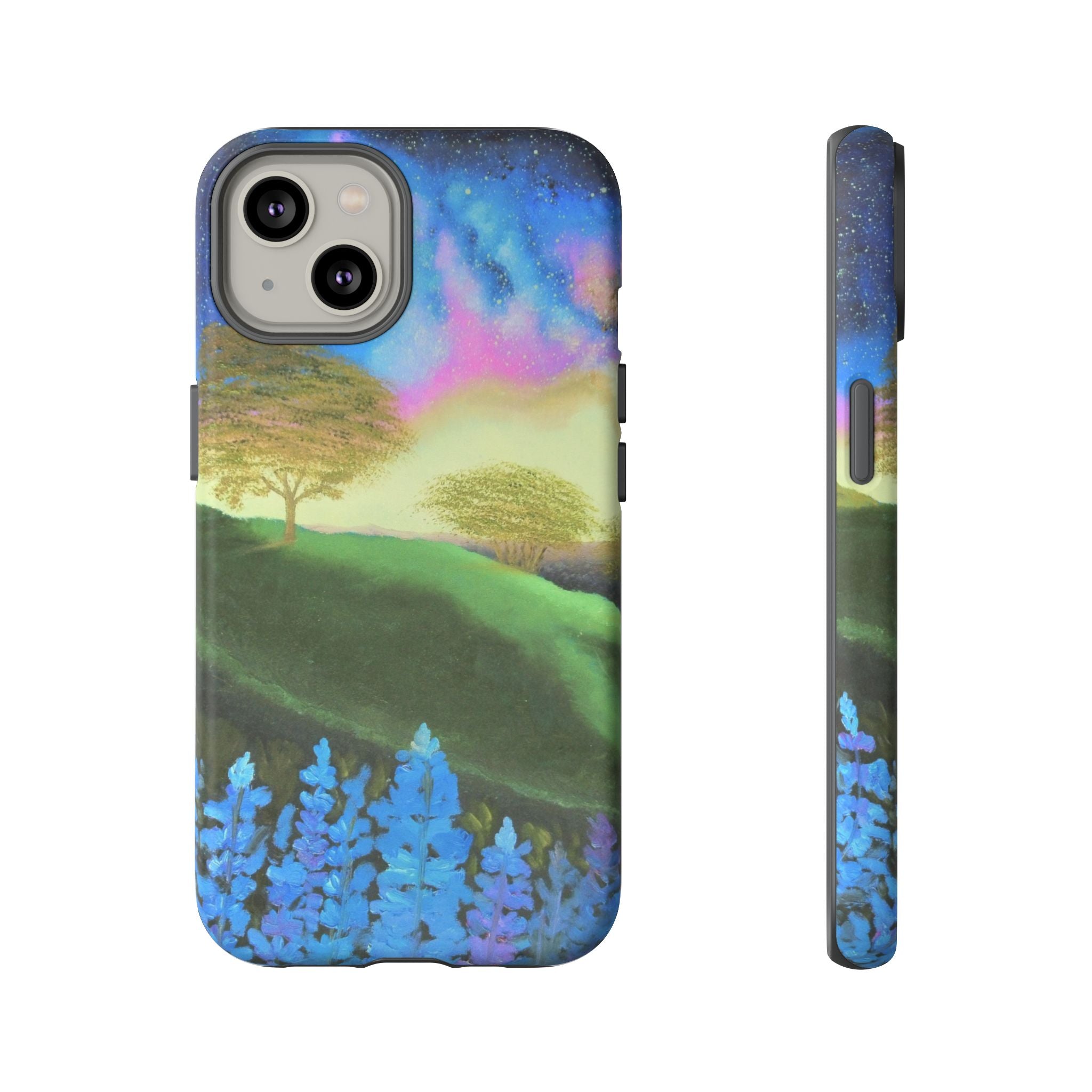Aurora Nightscape Phone Case — Galaxy Meadow Protective Case