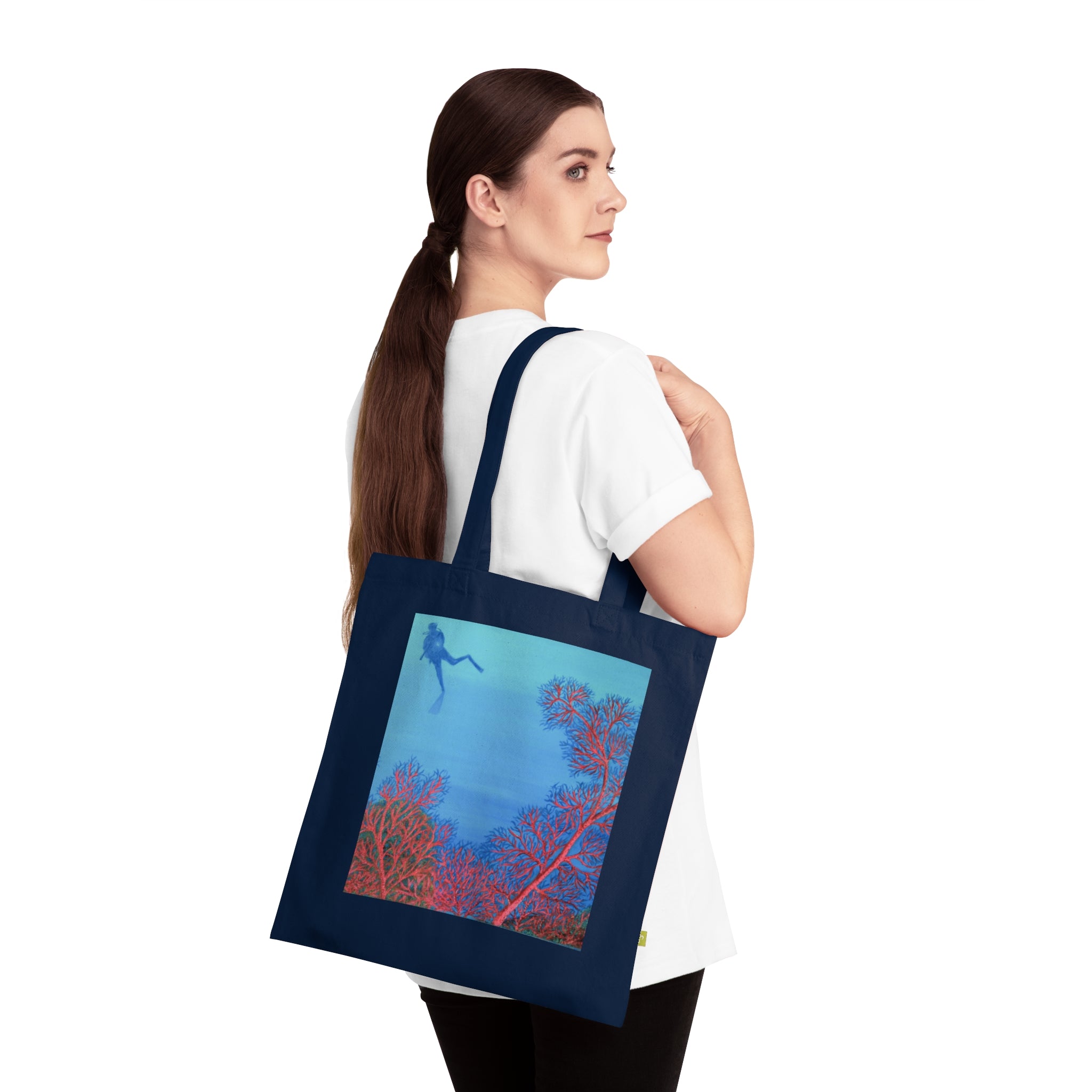 Diver Over Coral Organic Cotton Tote