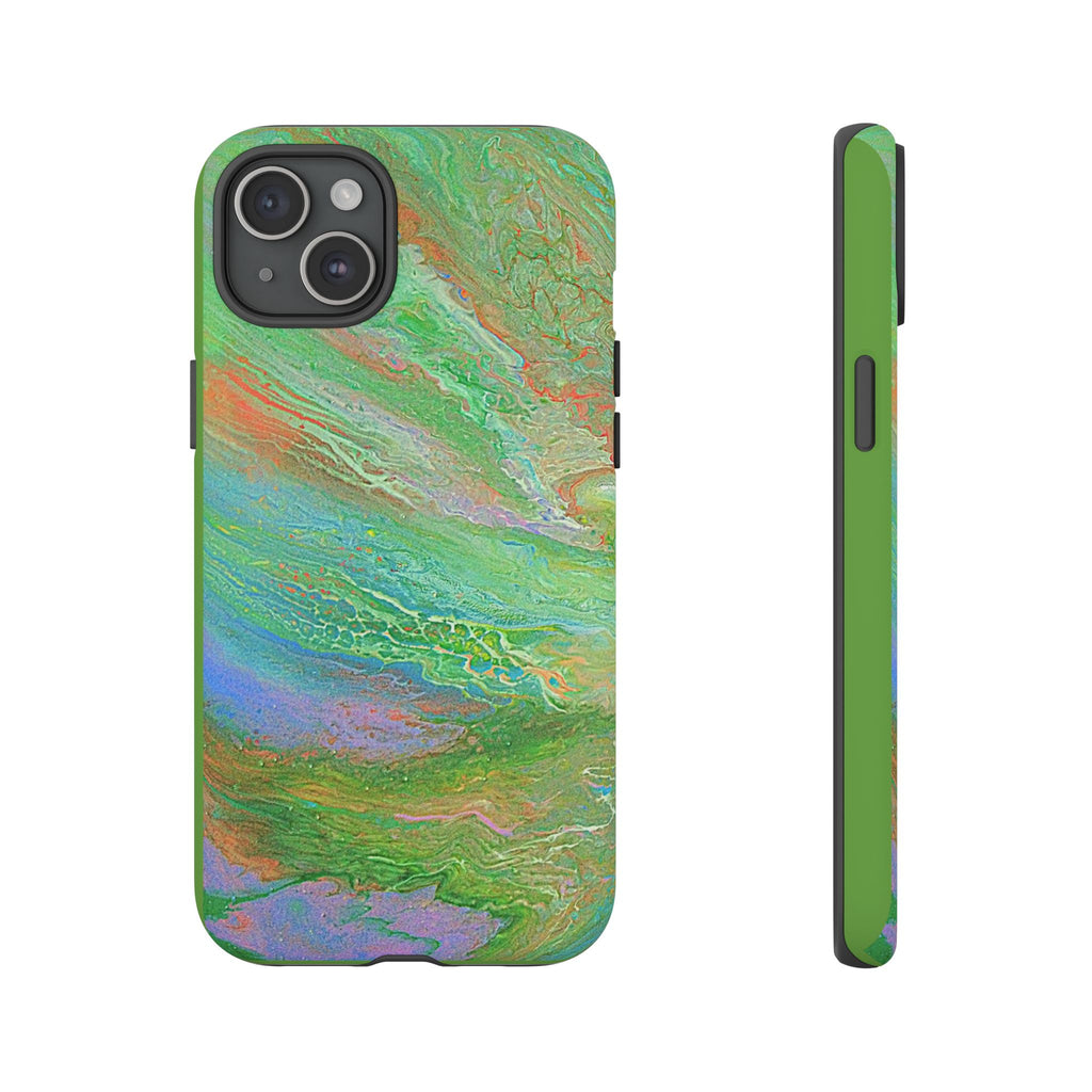 Marbled Green Abstract Phone Case — Protective Tough Case for iPhone