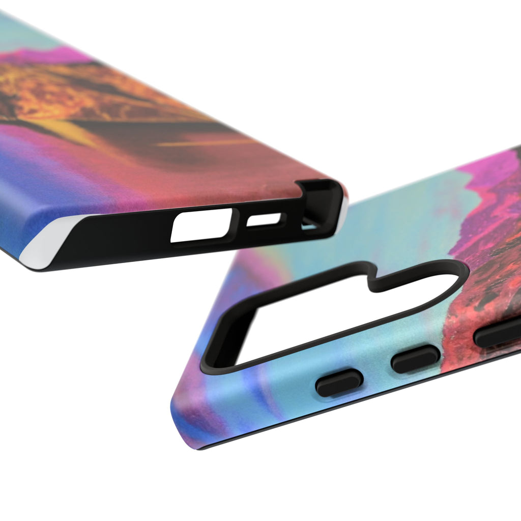 Protective Phone Case — Vibrant Retro Mountain Landscape