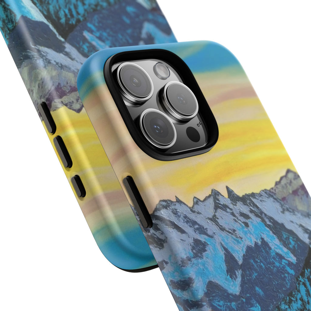 Mountain Sunset Phone Case — Protective Tough Case with Scenic Blue Peaks Design