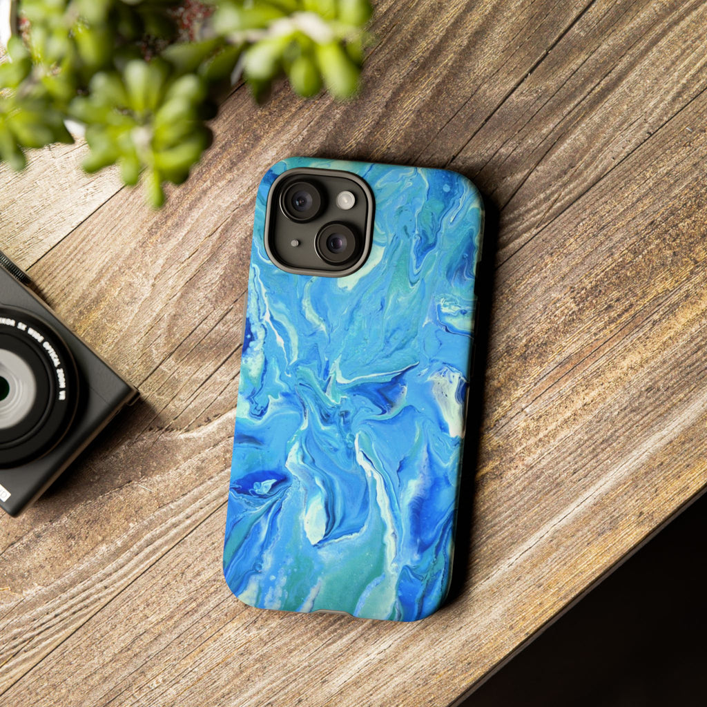 Blue Marble Tough Phone Case — Ocean Swirl Protective iPhone Cover