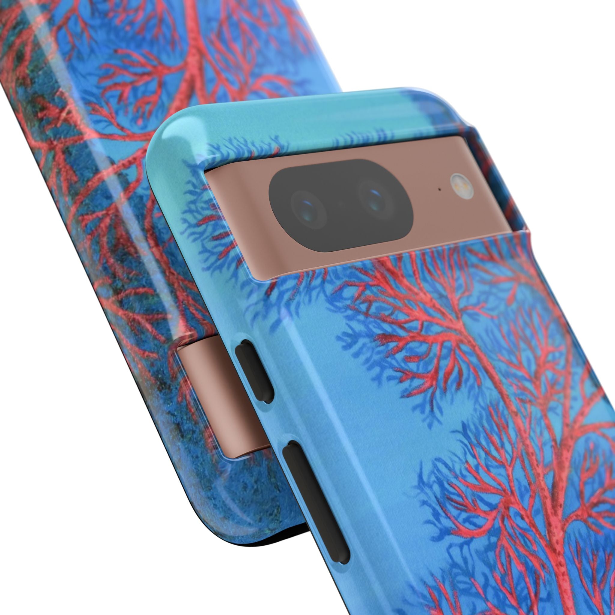 Coral Reef Phone Case — Vibrant Red Sea Fan on Ocean Blue Tough Case