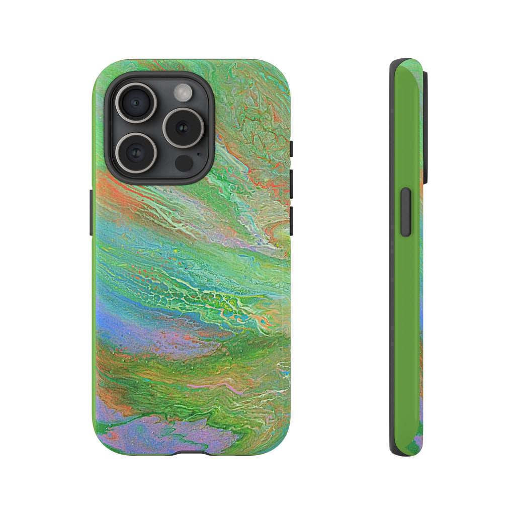 Marbled Green Abstract Phone Case — Protective Tough Case for iPhone