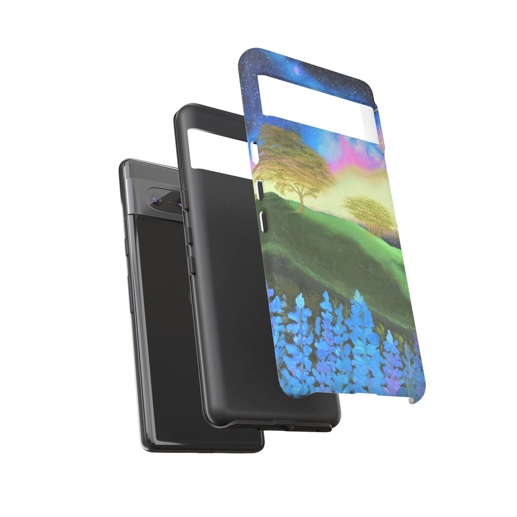 Aurora Nightscape Phone Case — Galaxy Meadow Protective Case