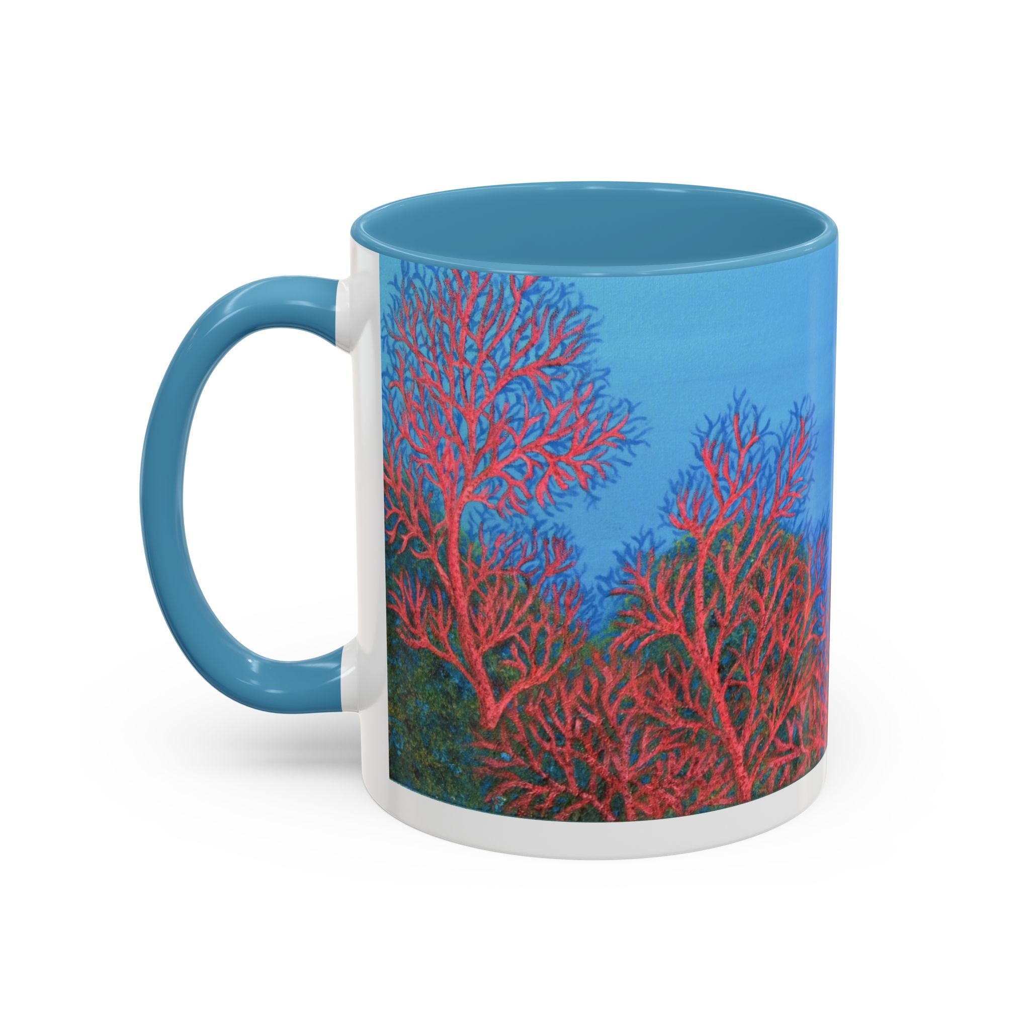 Scenic Blue Red Tree Accent Coffee Mug — Artistic Nature 11/15oz