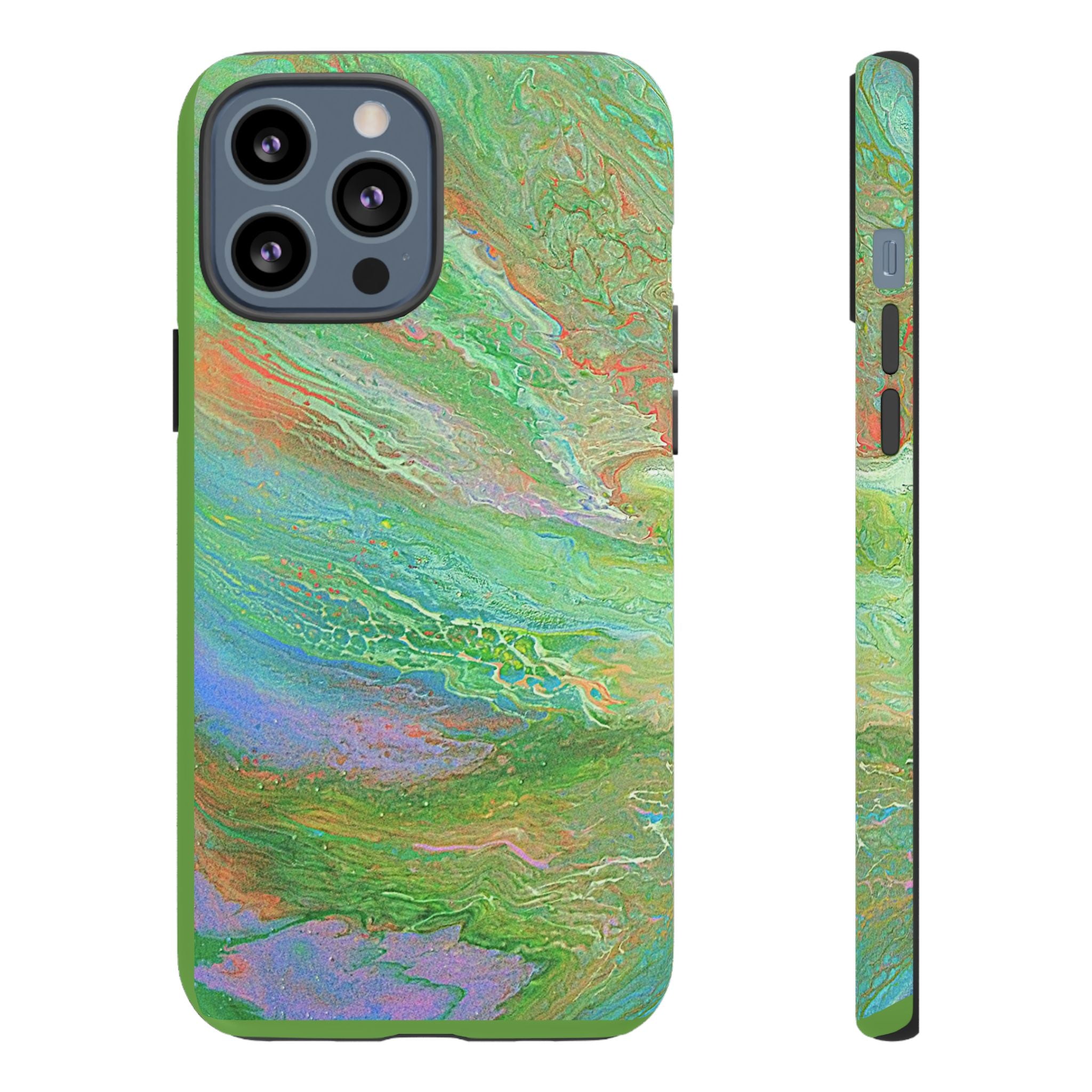 Marbled Green Abstract Phone Case — Protective Tough Case for iPhone