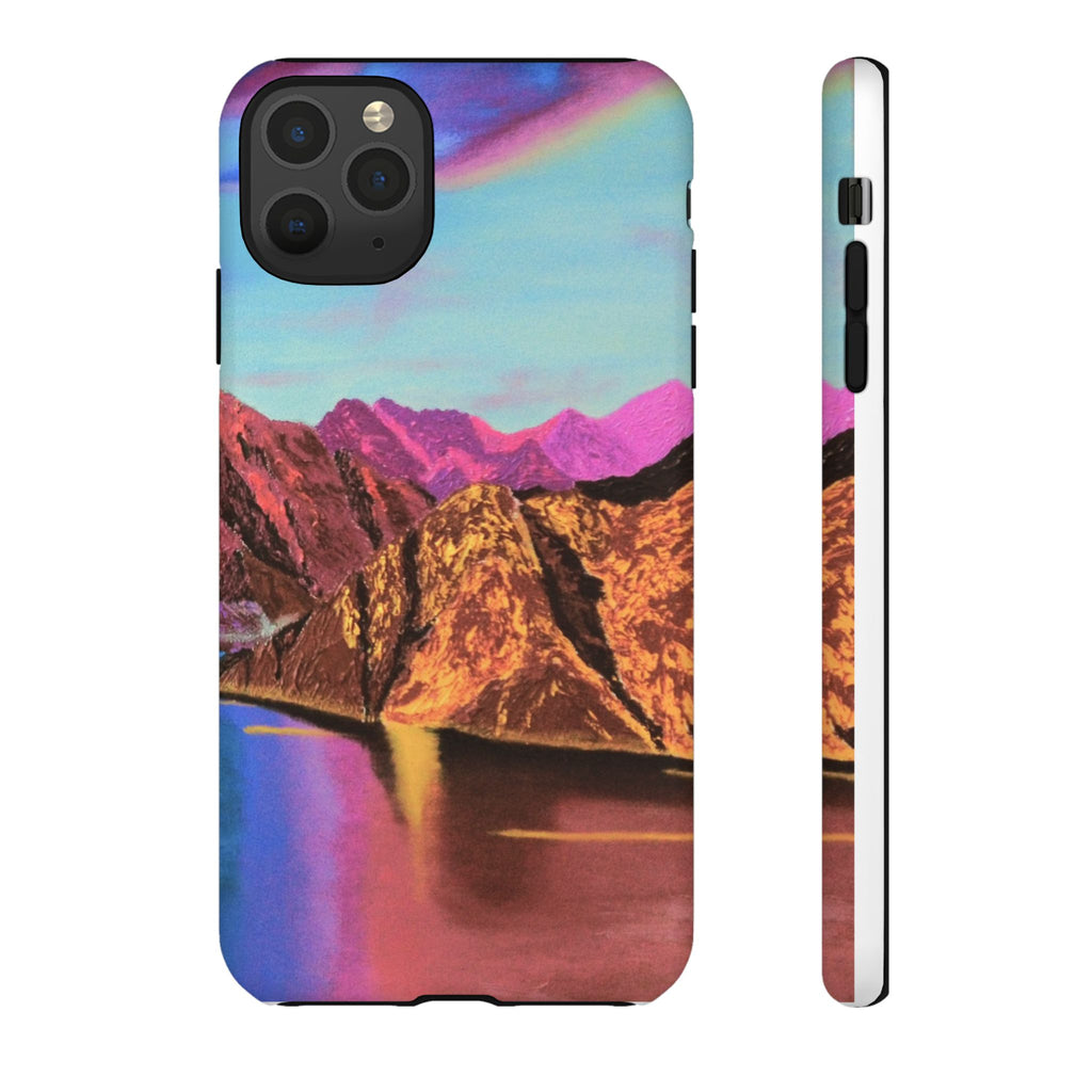 Protective Phone Case — Vibrant Retro Mountain Landscape