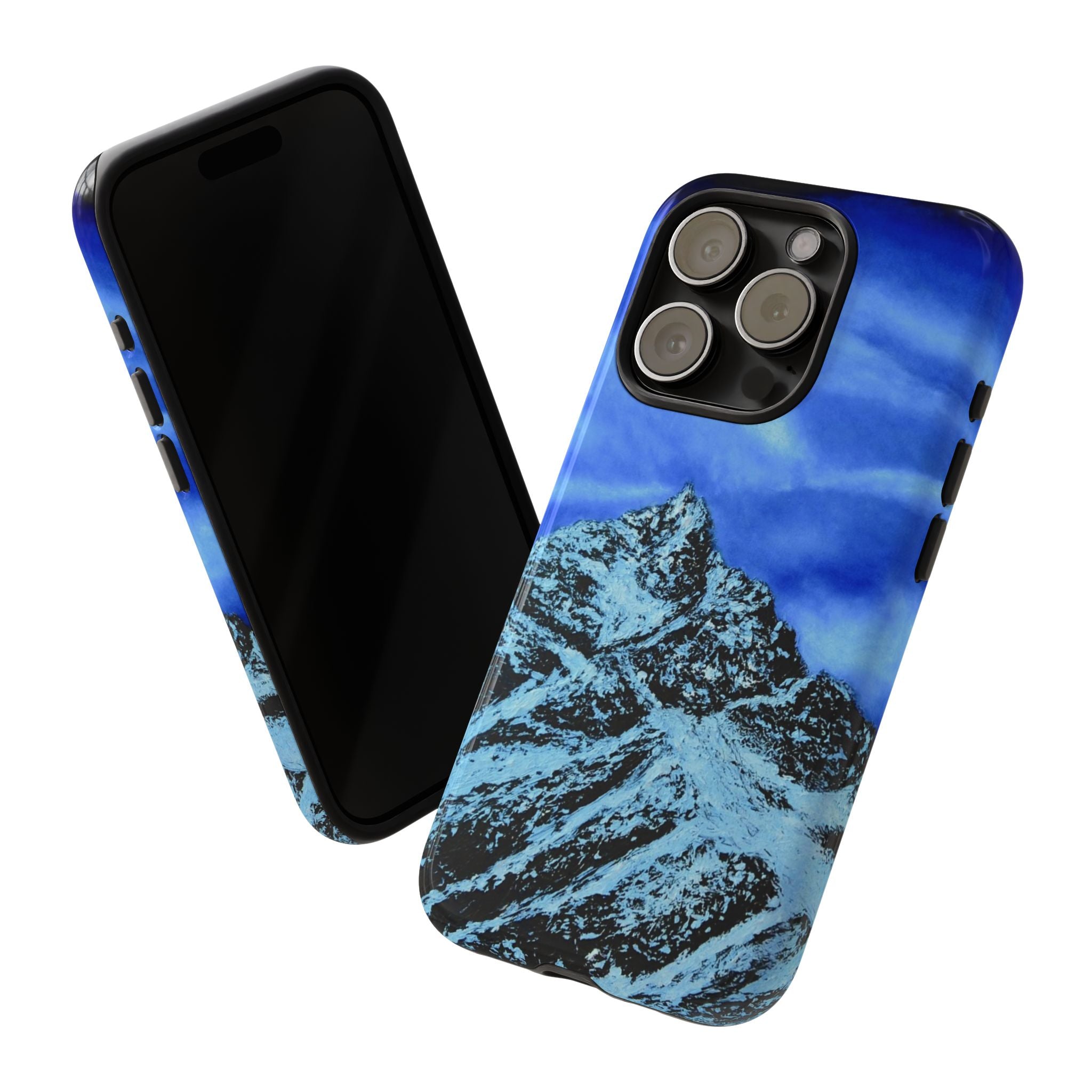 Mountain Peak Blue Tough Phone Case — Rugged Protective iPhone Cover