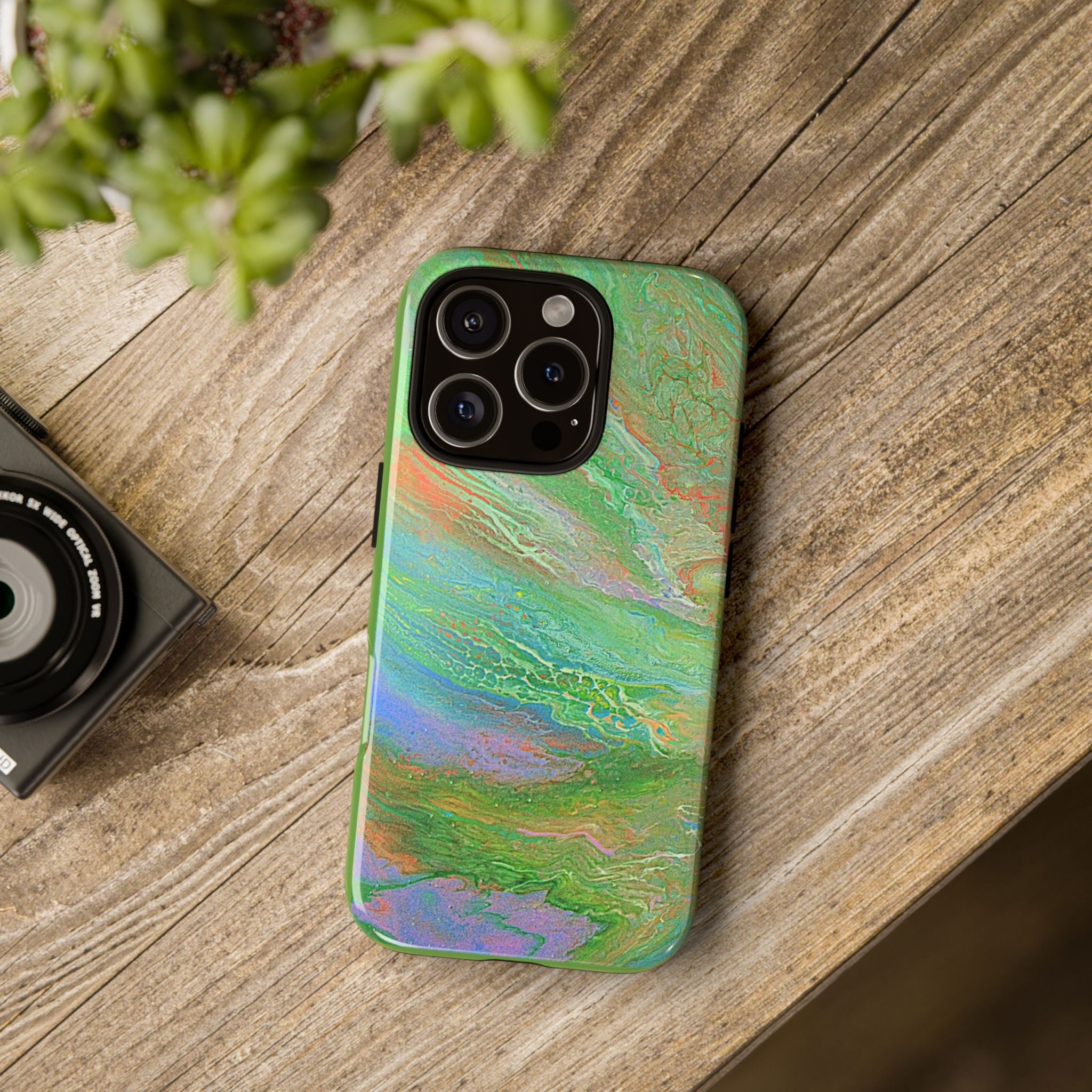 Marbled Green Abstract Phone Case — Protective Tough Case for iPhone