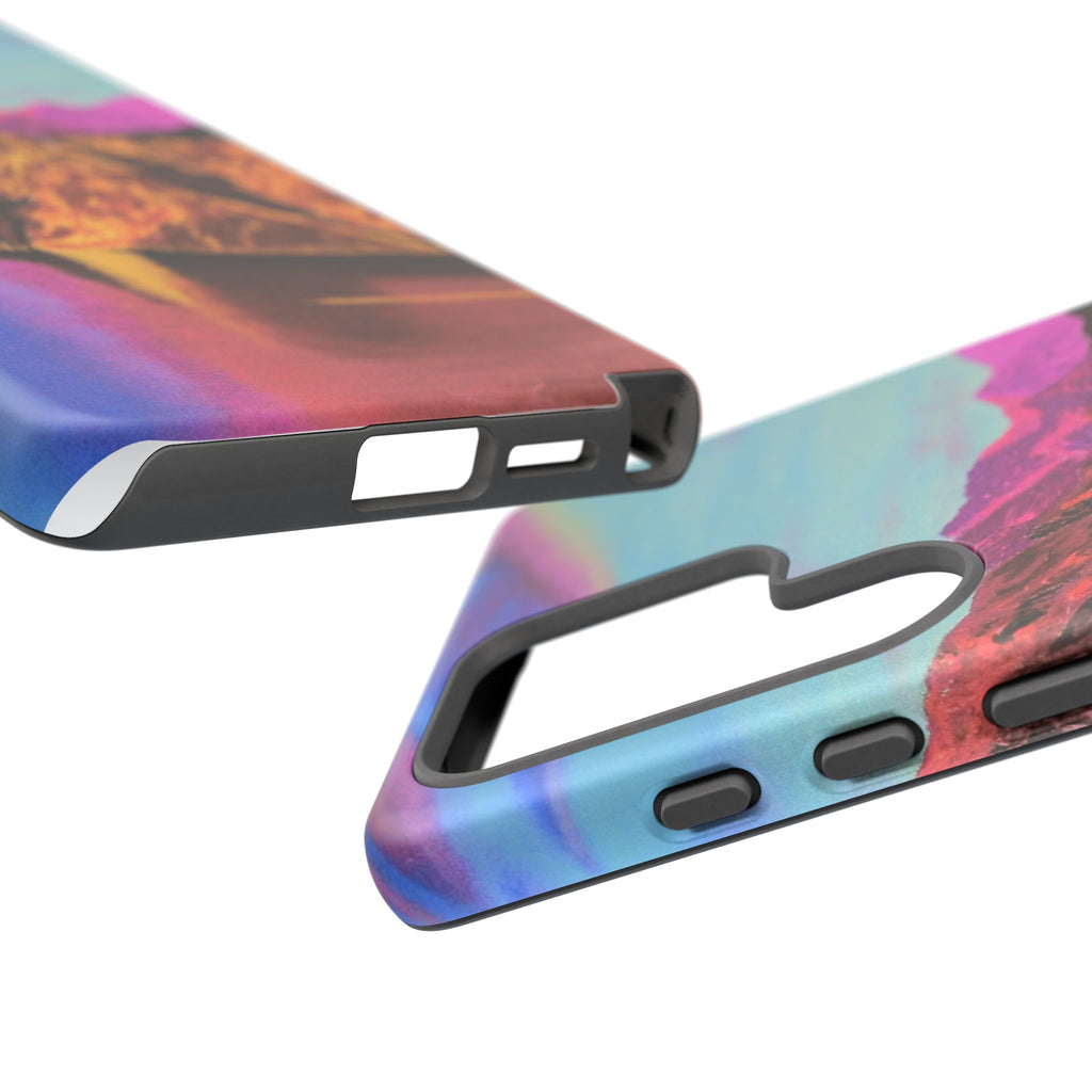 Protective Phone Case — Vibrant Retro Mountain Landscape