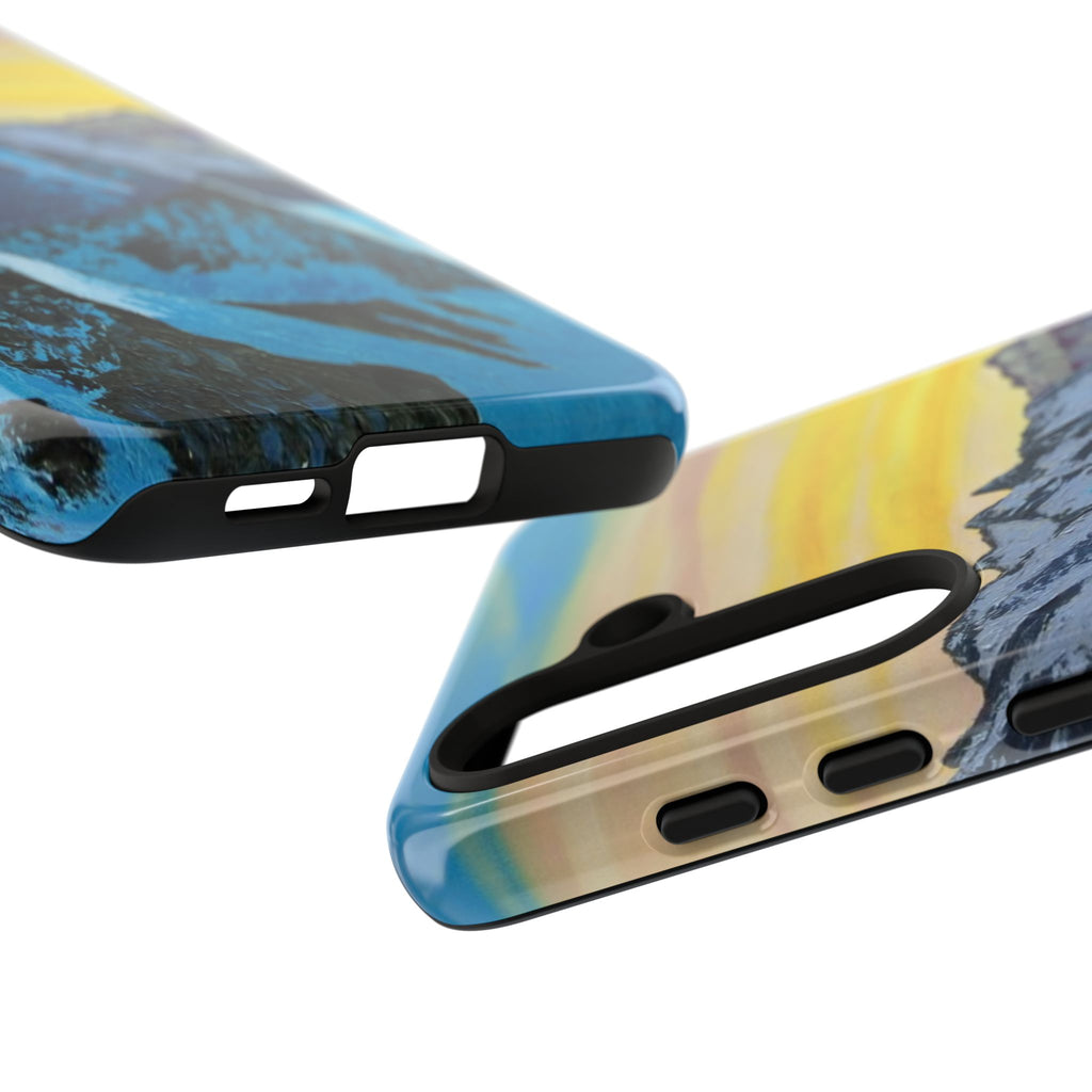 Mountain Sunset Phone Case — Protective Tough Case with Scenic Blue Peaks Design