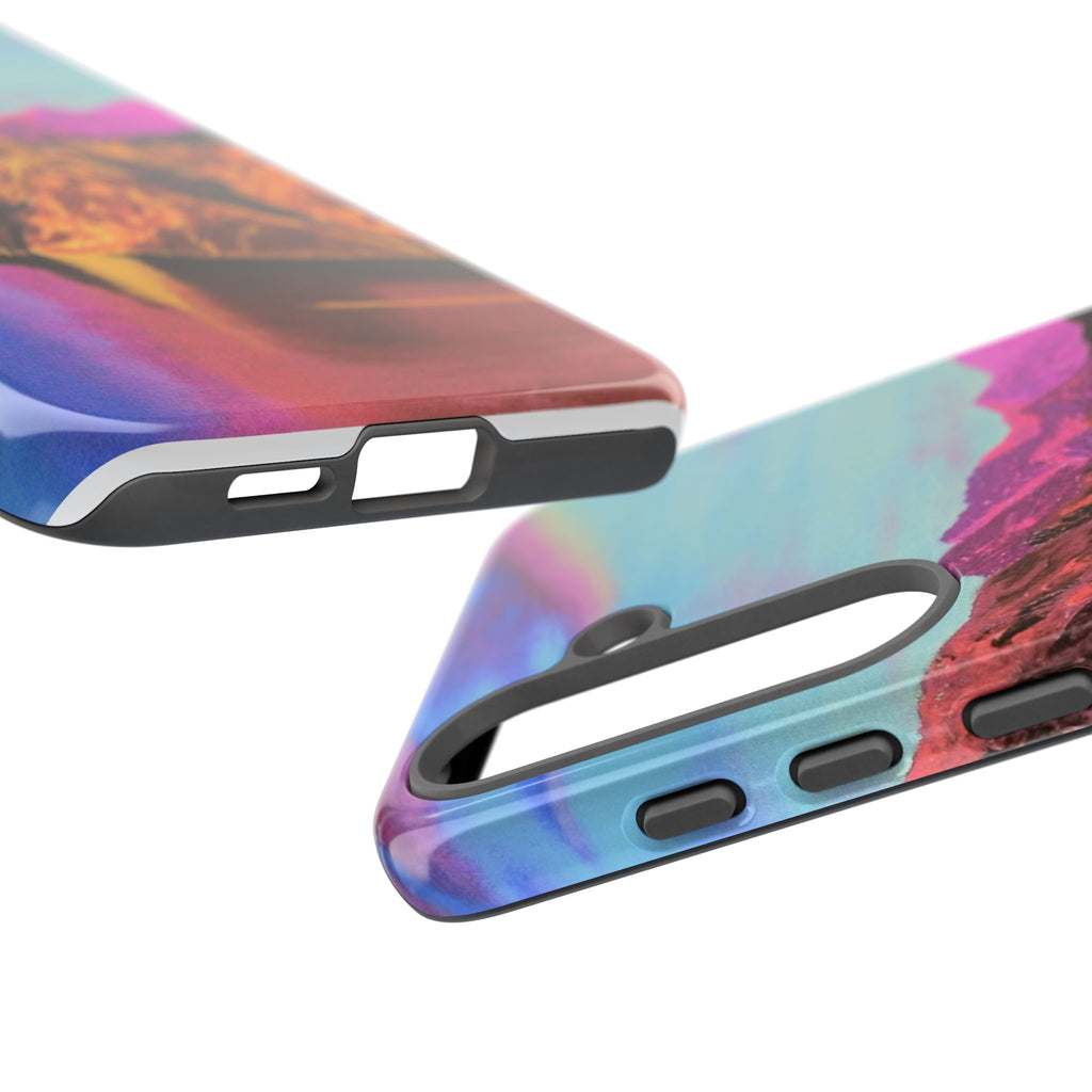 Protective Phone Case — Vibrant Retro Mountain Landscape