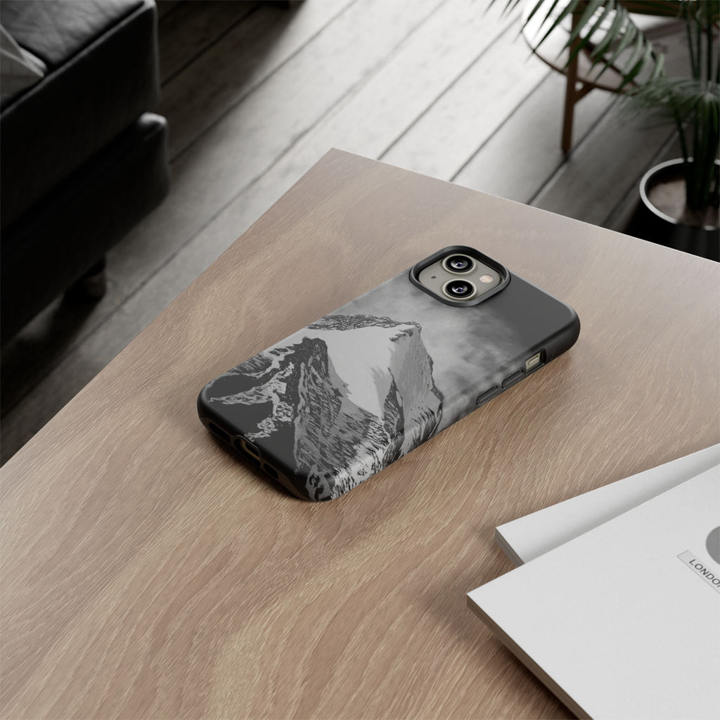 Mountain Peak Phone Case — Black & White Alpine Protective Case