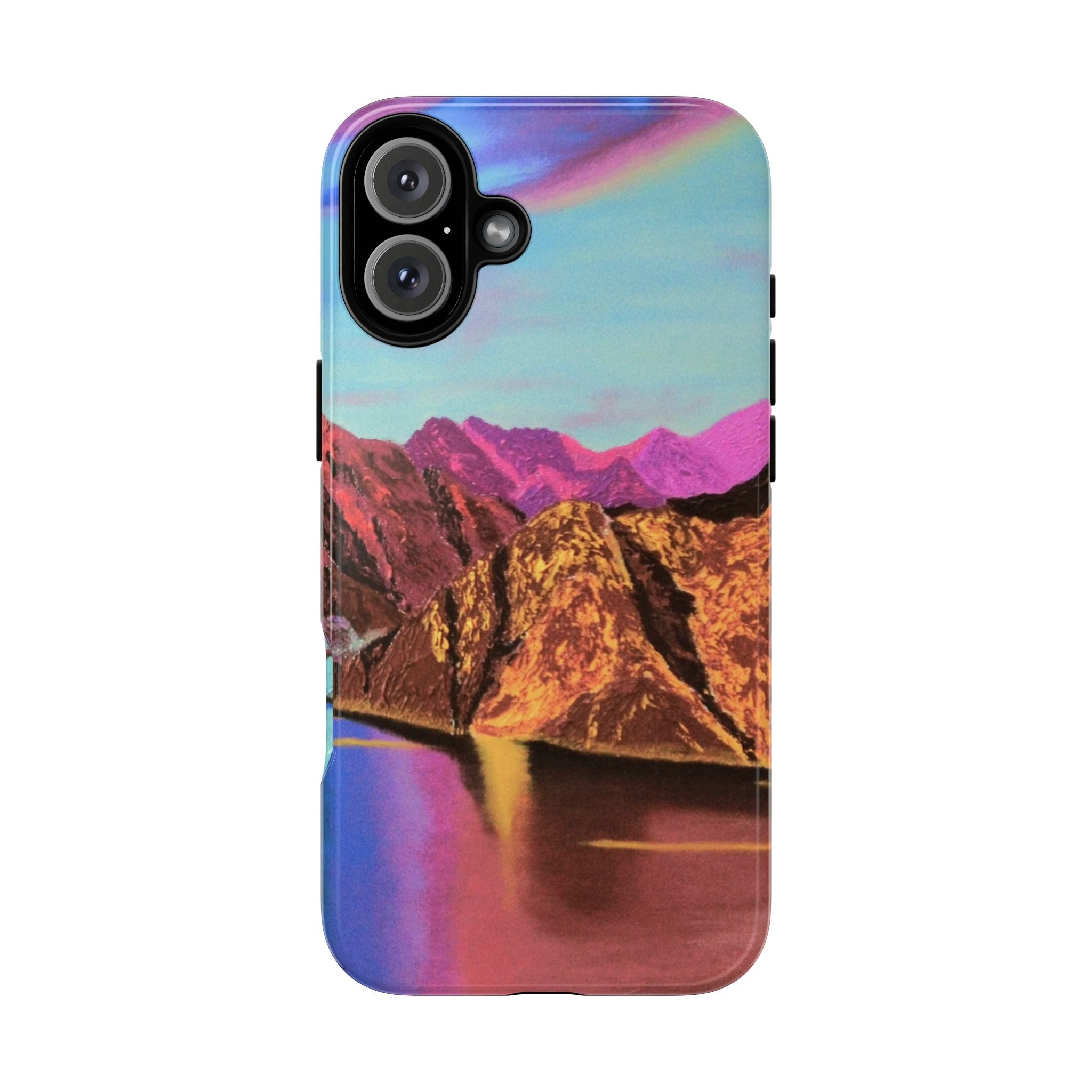 Protective Phone Case — Vibrant Retro Mountain Landscape