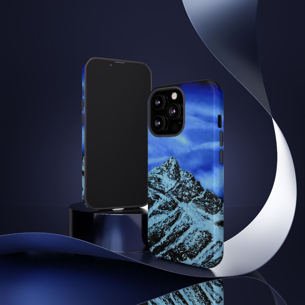 Mountain Peak Blue Tough Phone Case — Rugged Protective iPhone Cover
