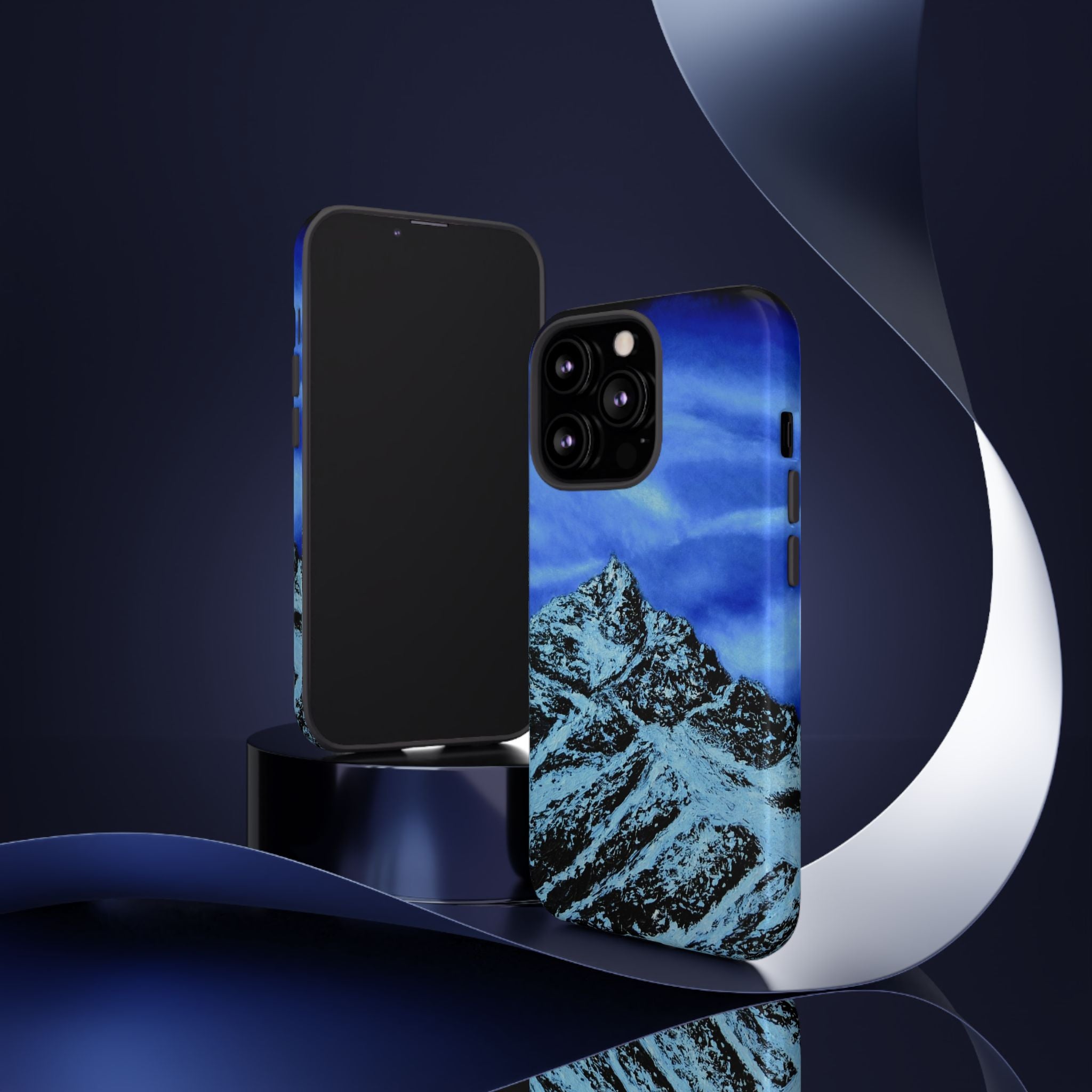 Mountain Peak Blue Tough Phone Case — Rugged Protective iPhone Cover
