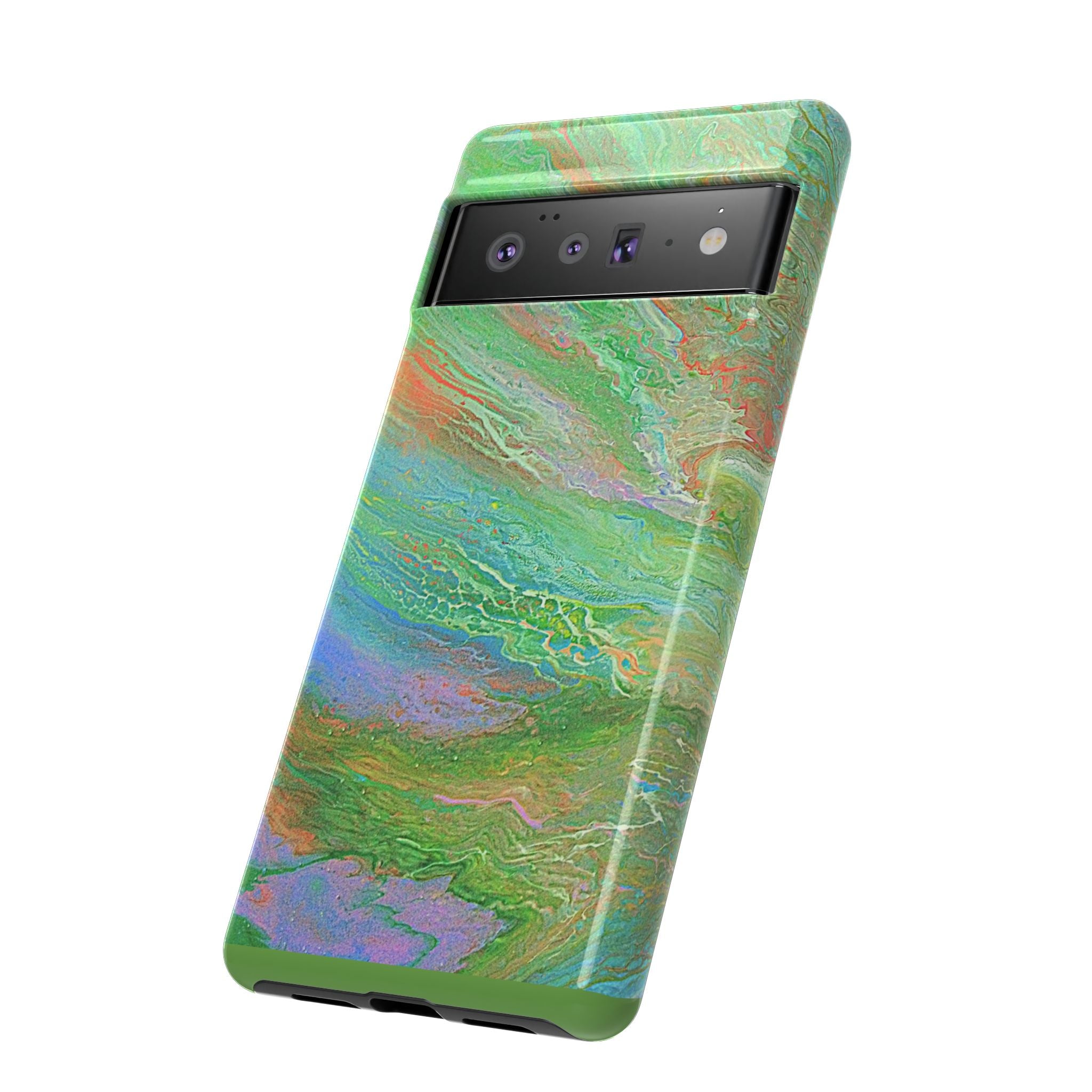 Marbled Green Abstract Phone Case — Protective Tough Case for iPhone