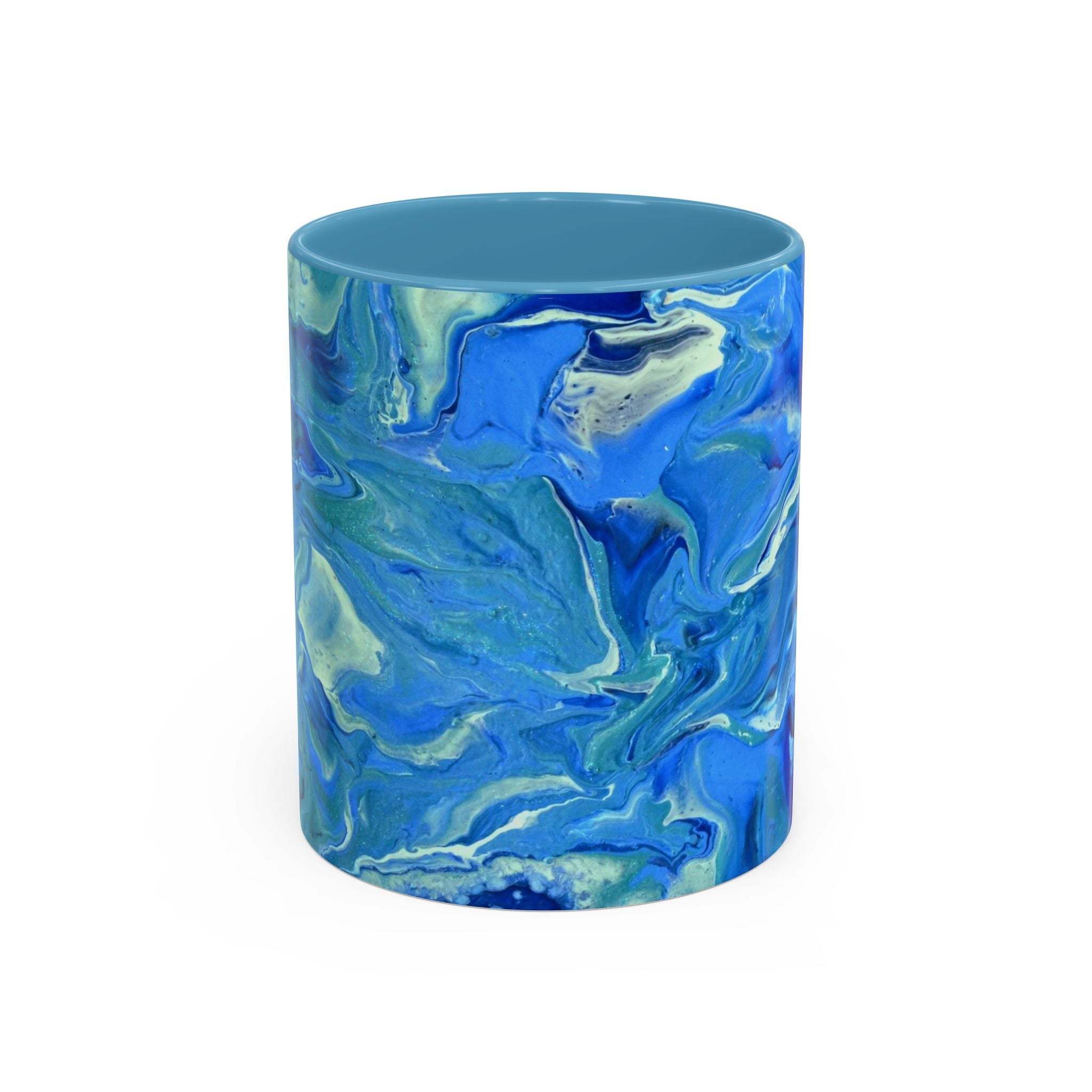 Blue Marble Accent Coffee Mug – Oceanic Abstract Art Ceramic Mug (11/15 oz)