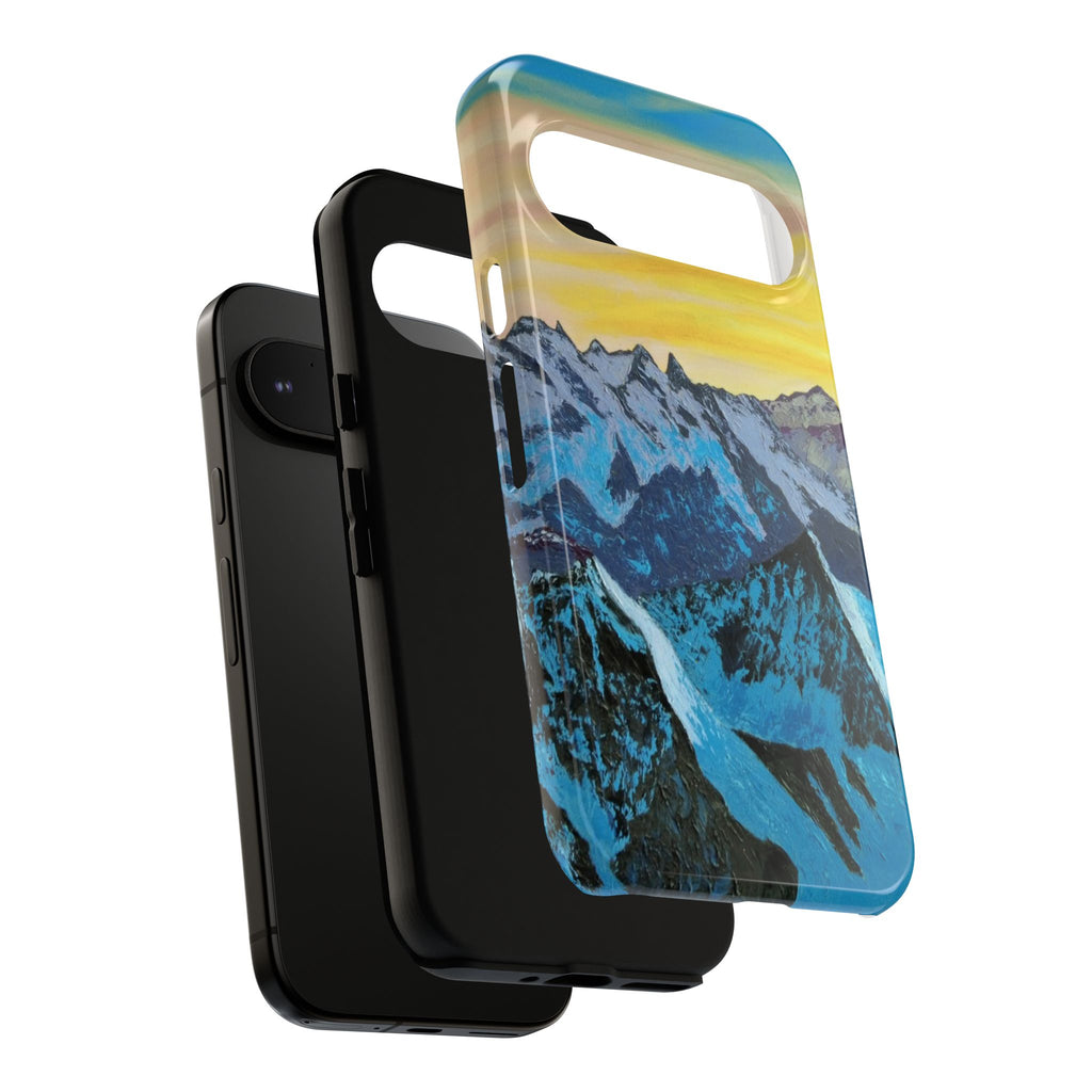 Mountain Sunset Phone Case — Protective Tough Case with Scenic Blue Peaks Design