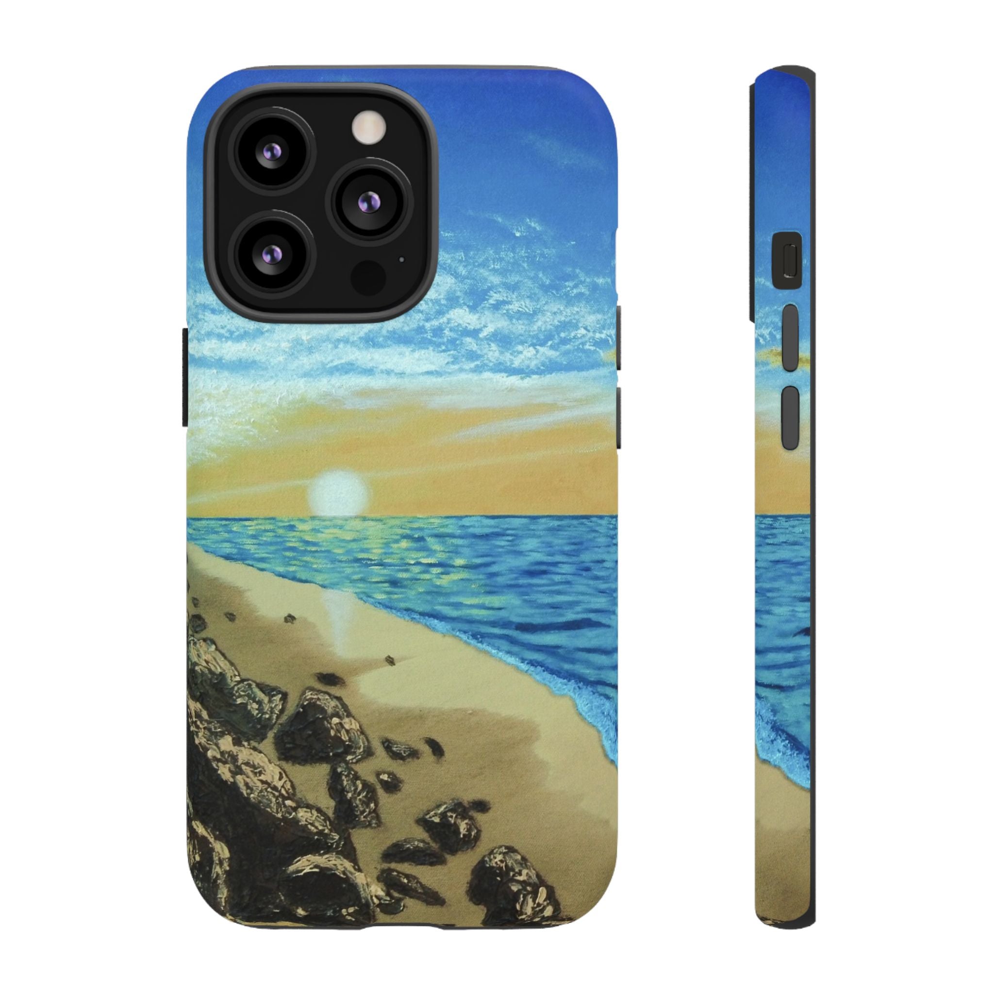 Beach Sunset Phone Case — Protective Tough Case with Coastal Shoreline Design