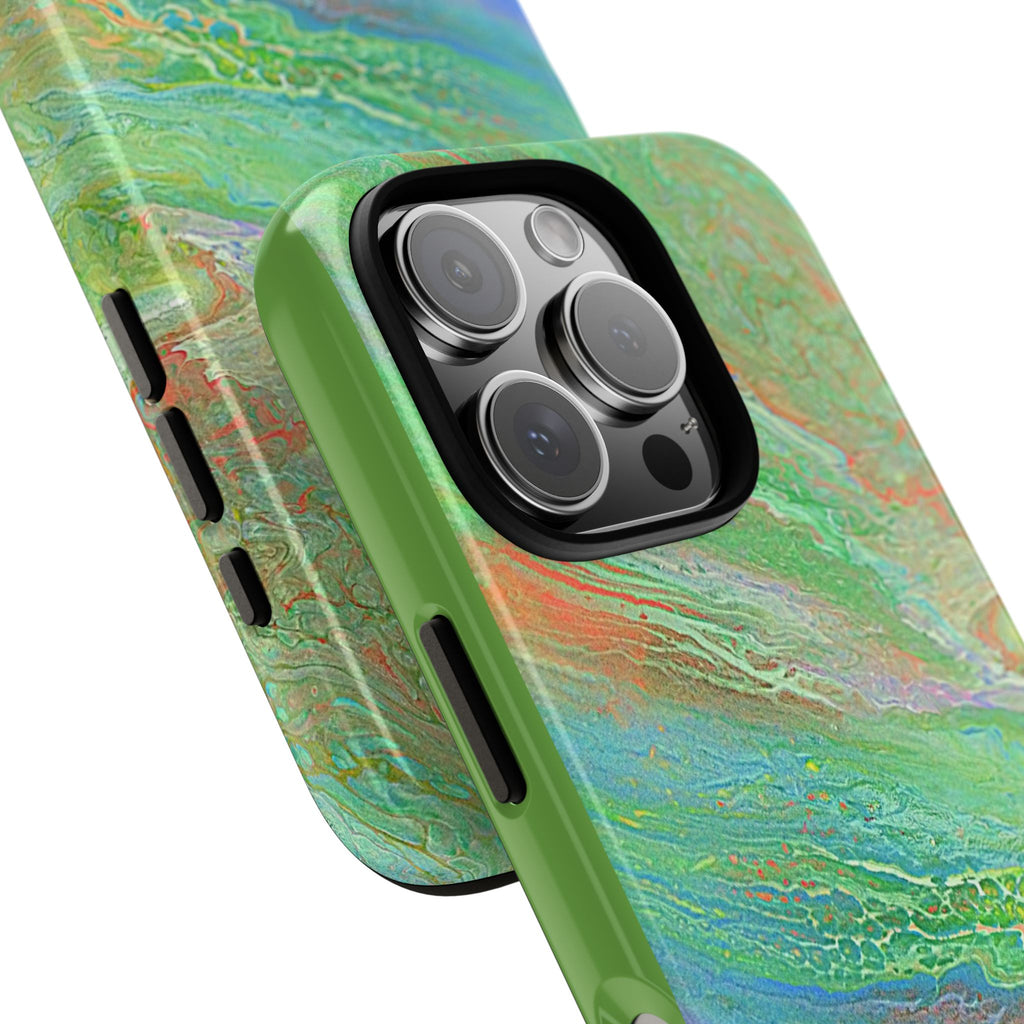 Marbled Green Abstract Phone Case — Protective Tough Case for iPhone