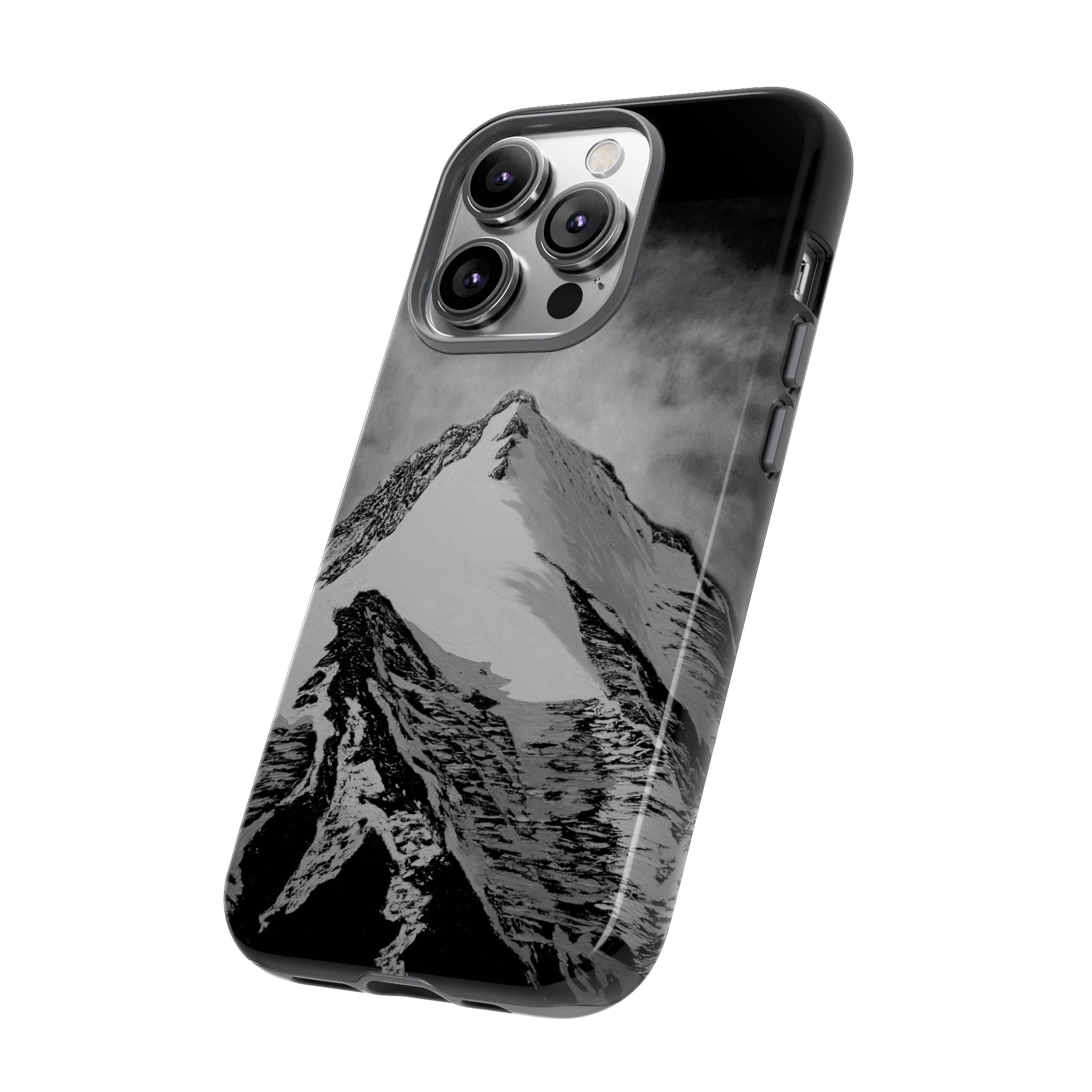 Mountain Peak Phone Case — Black & White Alpine Protective Case