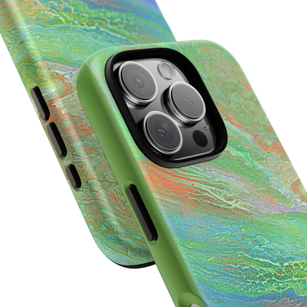 Marbled Green Abstract Phone Case — Protective Tough Case for iPhone