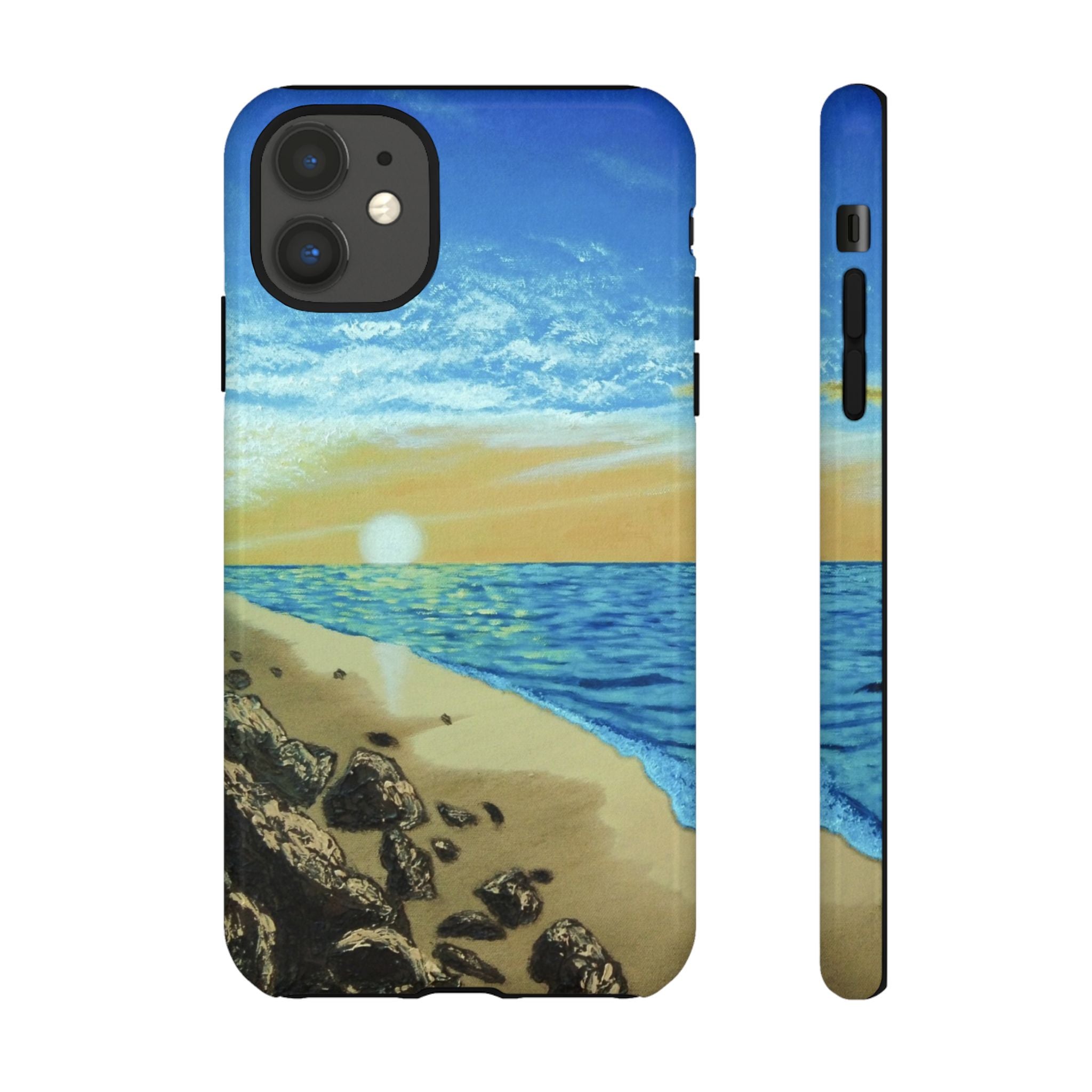 Beach Sunset Phone Case — Protective Tough Case with Coastal Shoreline Design