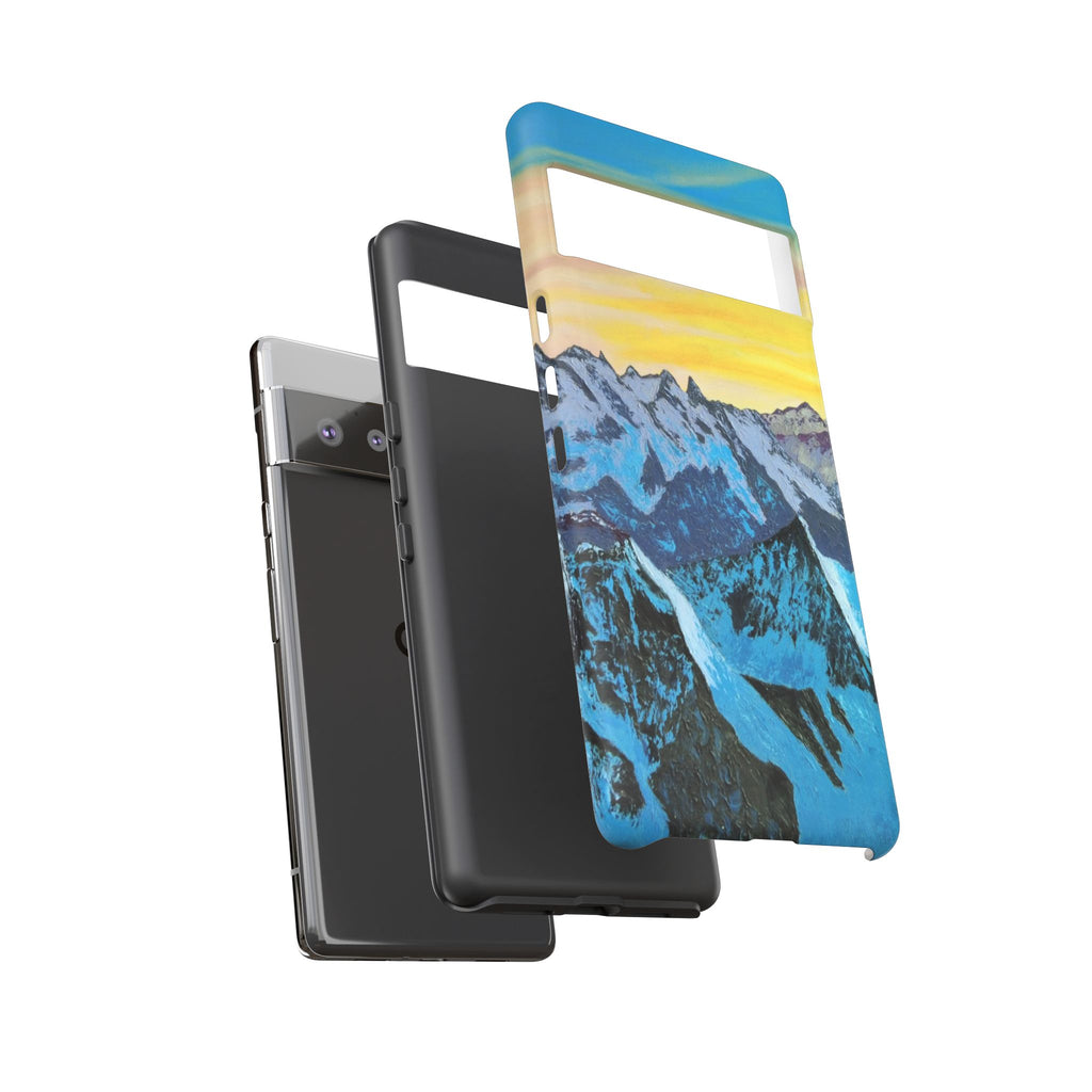 Mountain Sunset Phone Case — Protective Tough Case with Scenic Blue Peaks Design