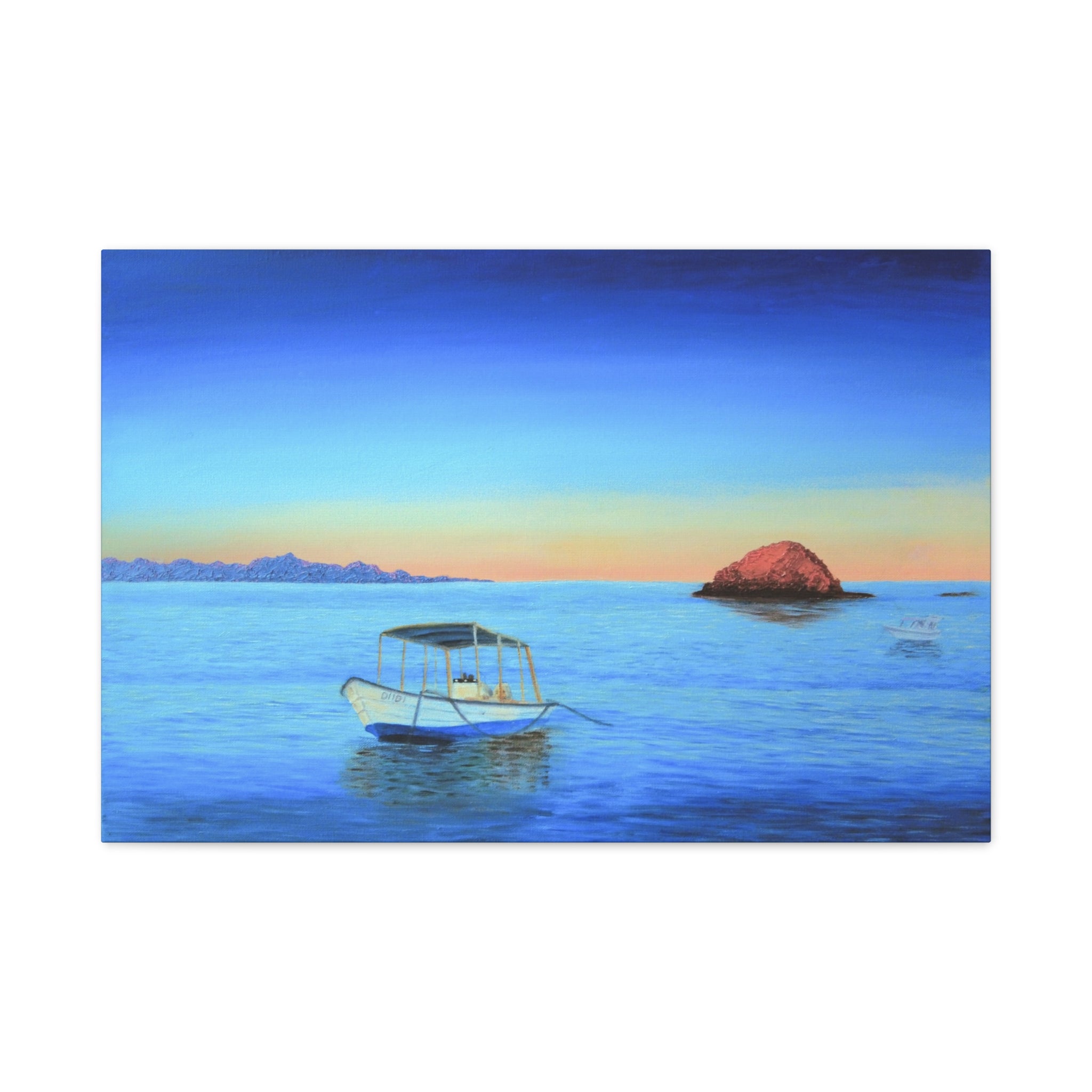 Seaside Sunrise Boat Matte Canvas Print — Stretched Wall Art