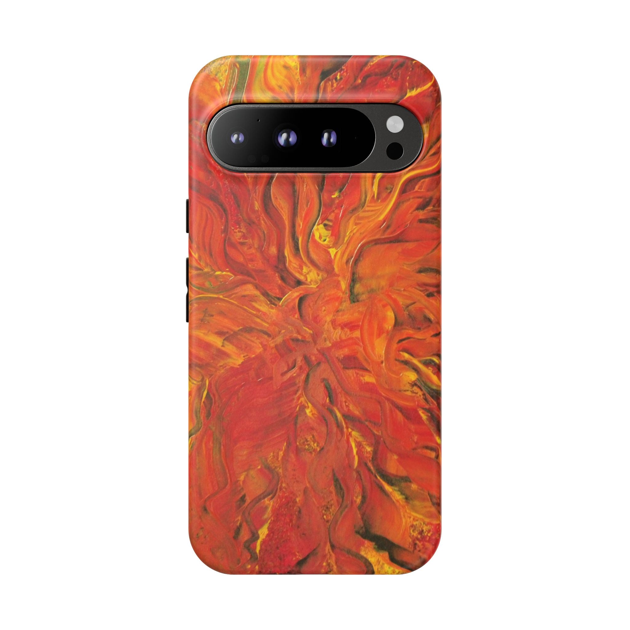 Flame Swirl Tough Phone Case — Abstract Red & Orange Art Protective Cover