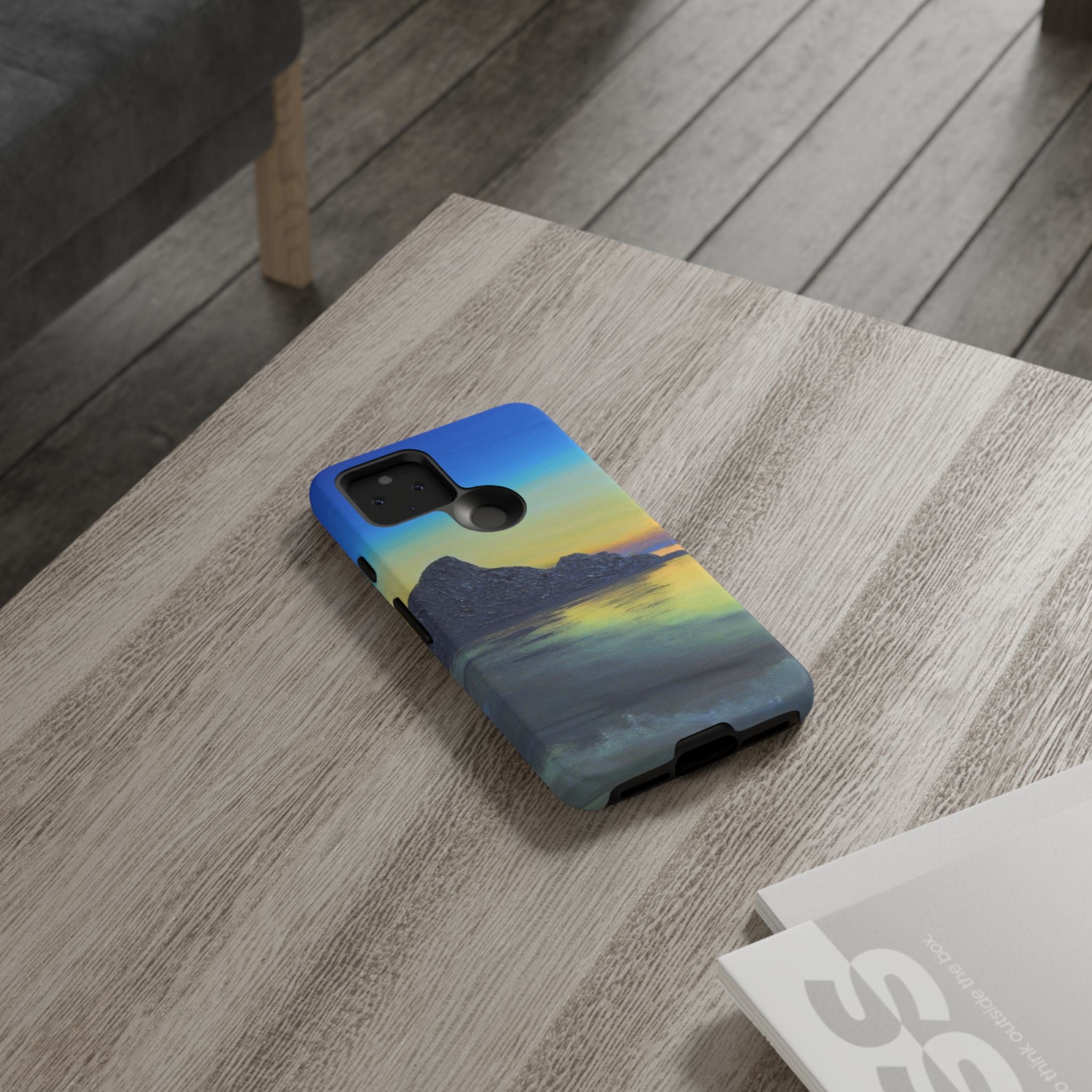 Sunset Cove Phone Case — Durable Protective Tough Case with Tranquil Beach Landscape
