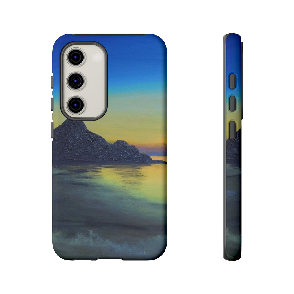 Sunset Cove Phone Case — Durable Protective Tough Case with Tranquil Beach Landscape