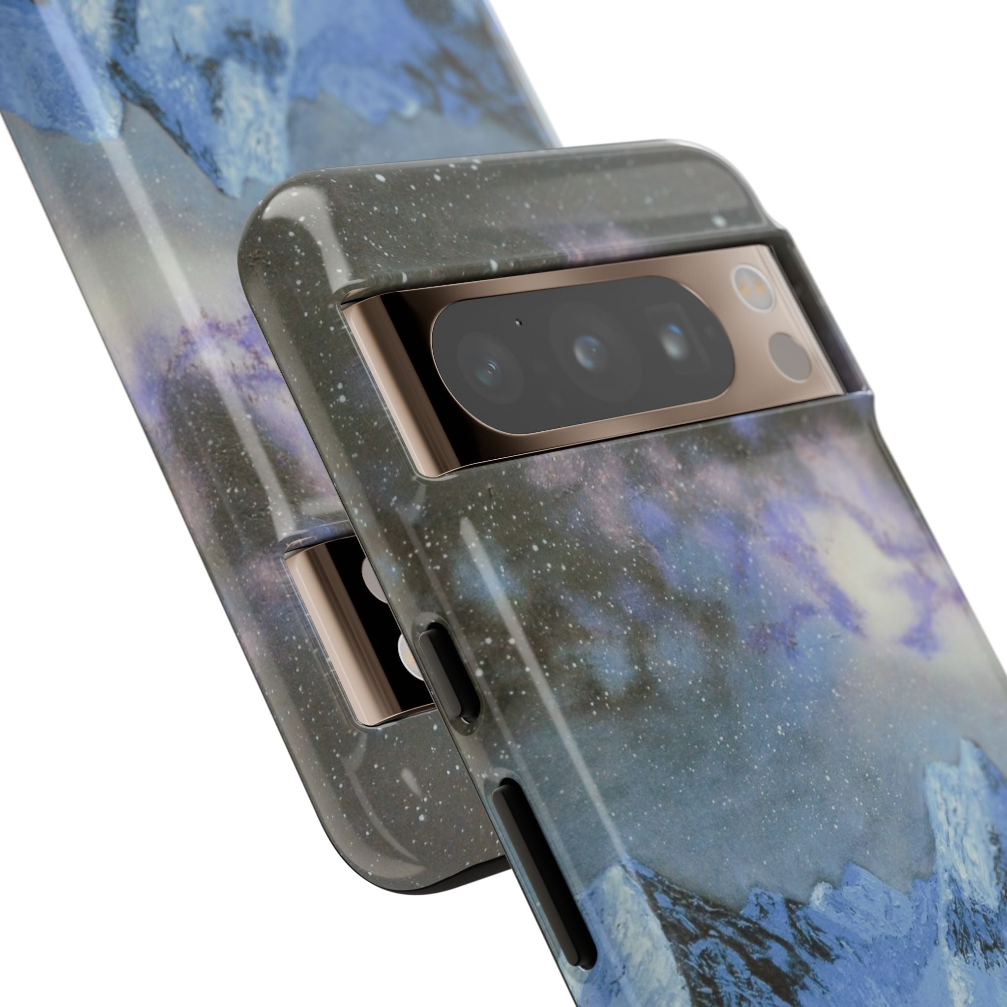 Mountain Night Sky Phone Case — Tough Protective iPhone Cover with Aurora & Snowy Peaks