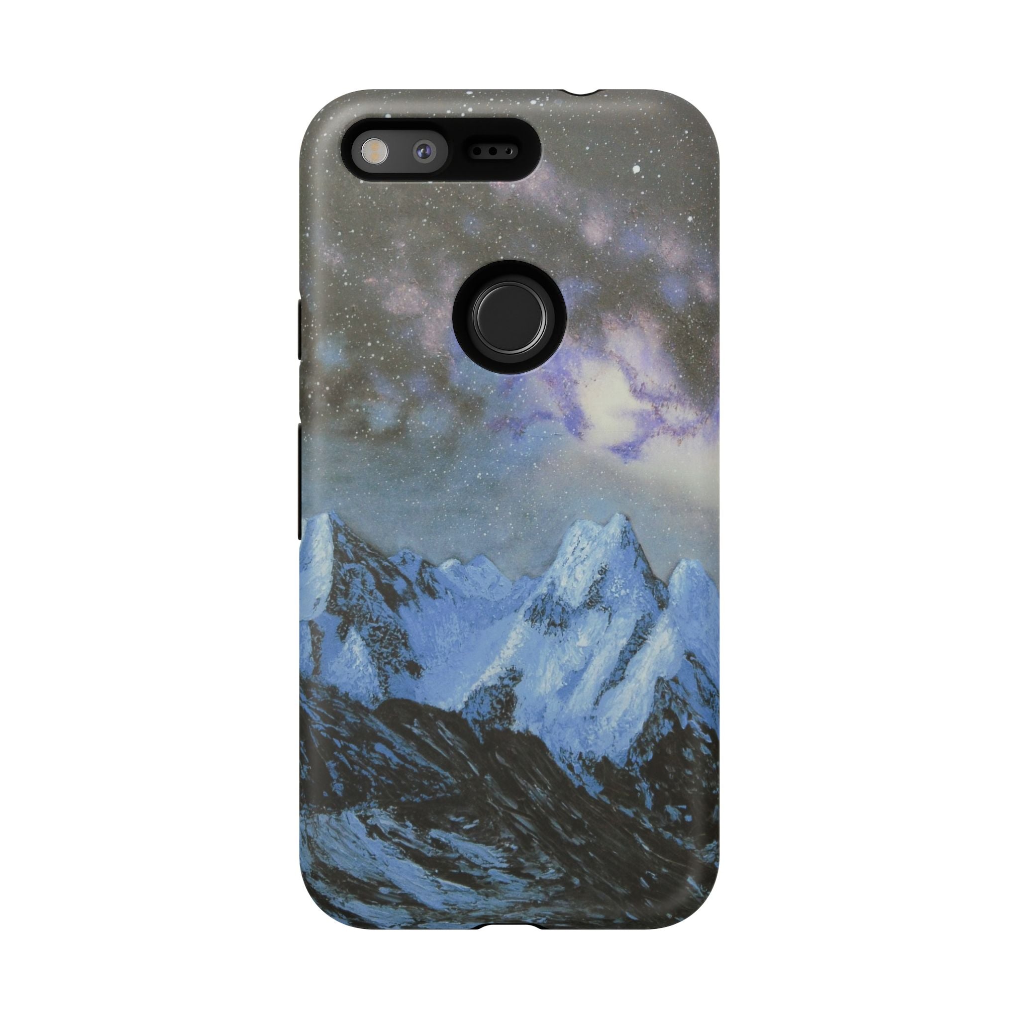 Mountain Night Sky Phone Case — Tough Protective iPhone Cover with Aurora & Snowy Peaks
