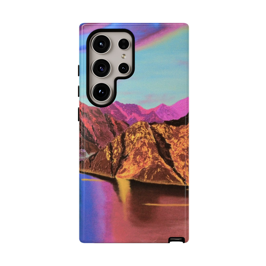 Protective Phone Case — Vibrant Retro Mountain Landscape