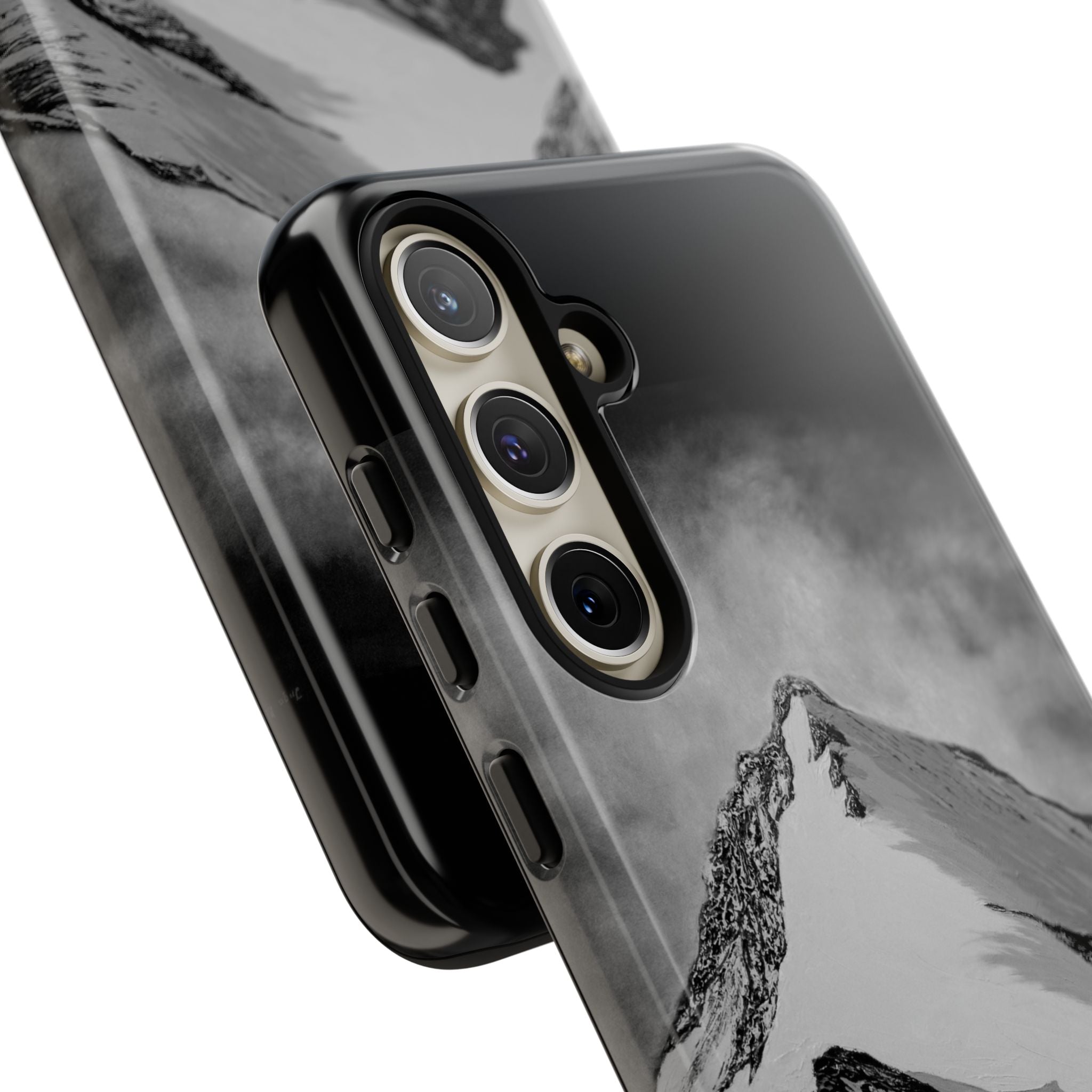 Mountain Peak Phone Case — Black & White Alpine Protective Case