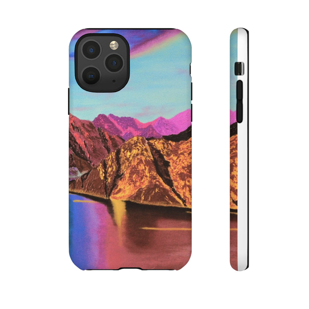 Protective Phone Case — Vibrant Retro Mountain Landscape