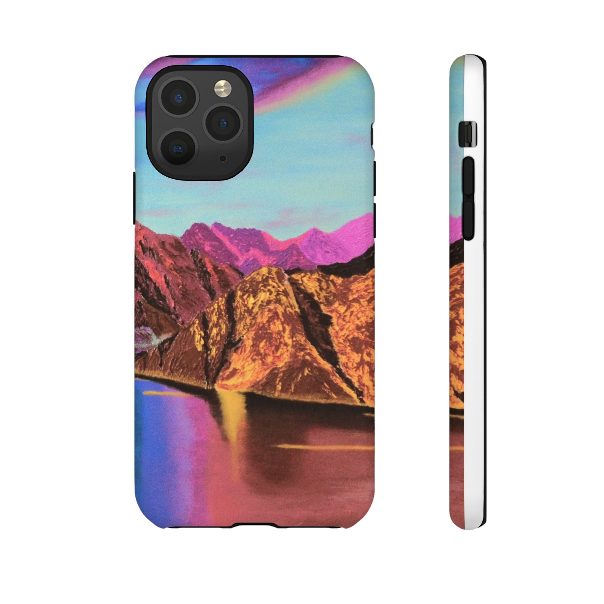 Protective Phone Case — Vibrant Retro Mountain Landscape