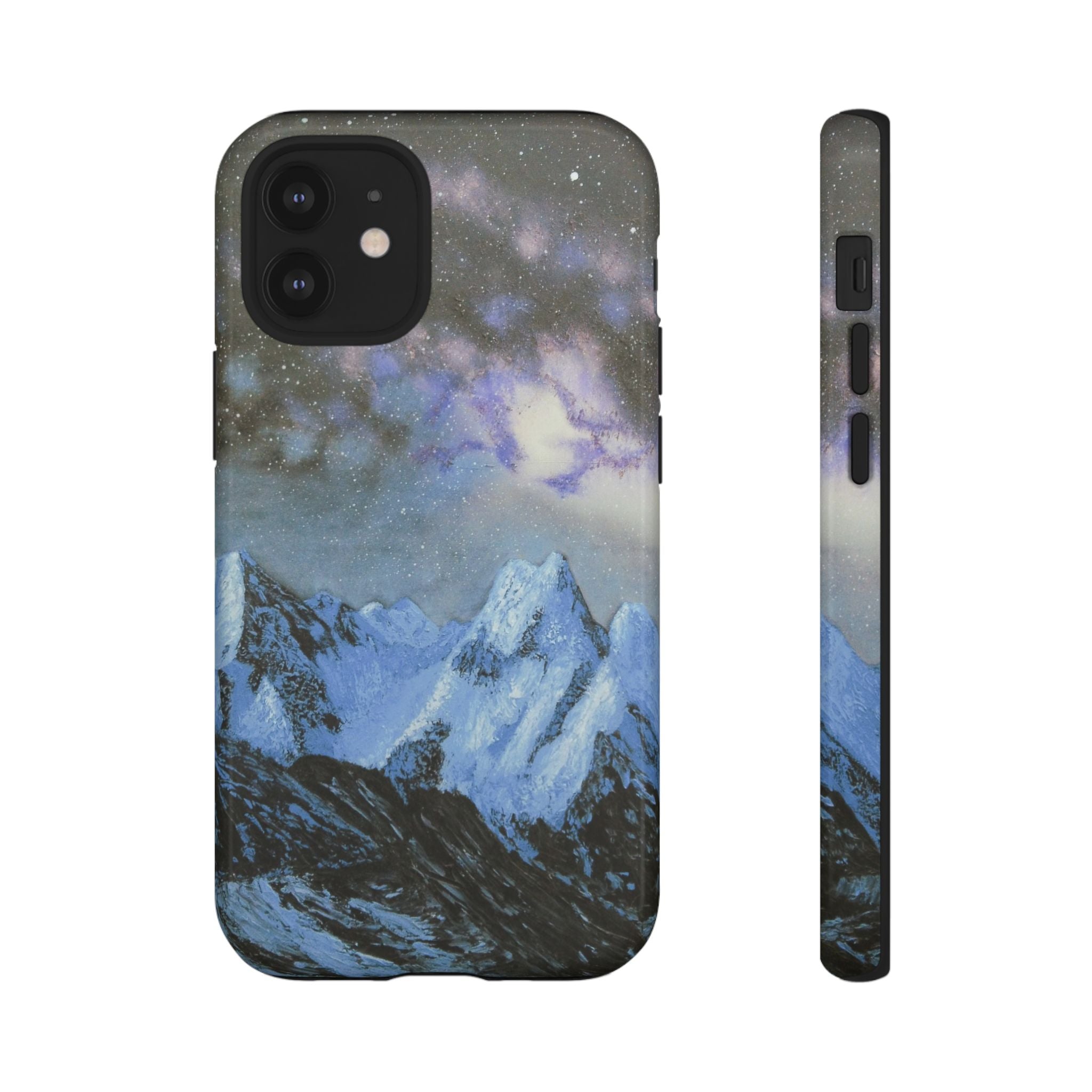 Mountain Night Sky Phone Case — Tough Protective iPhone Cover with Aurora & Snowy Peaks
