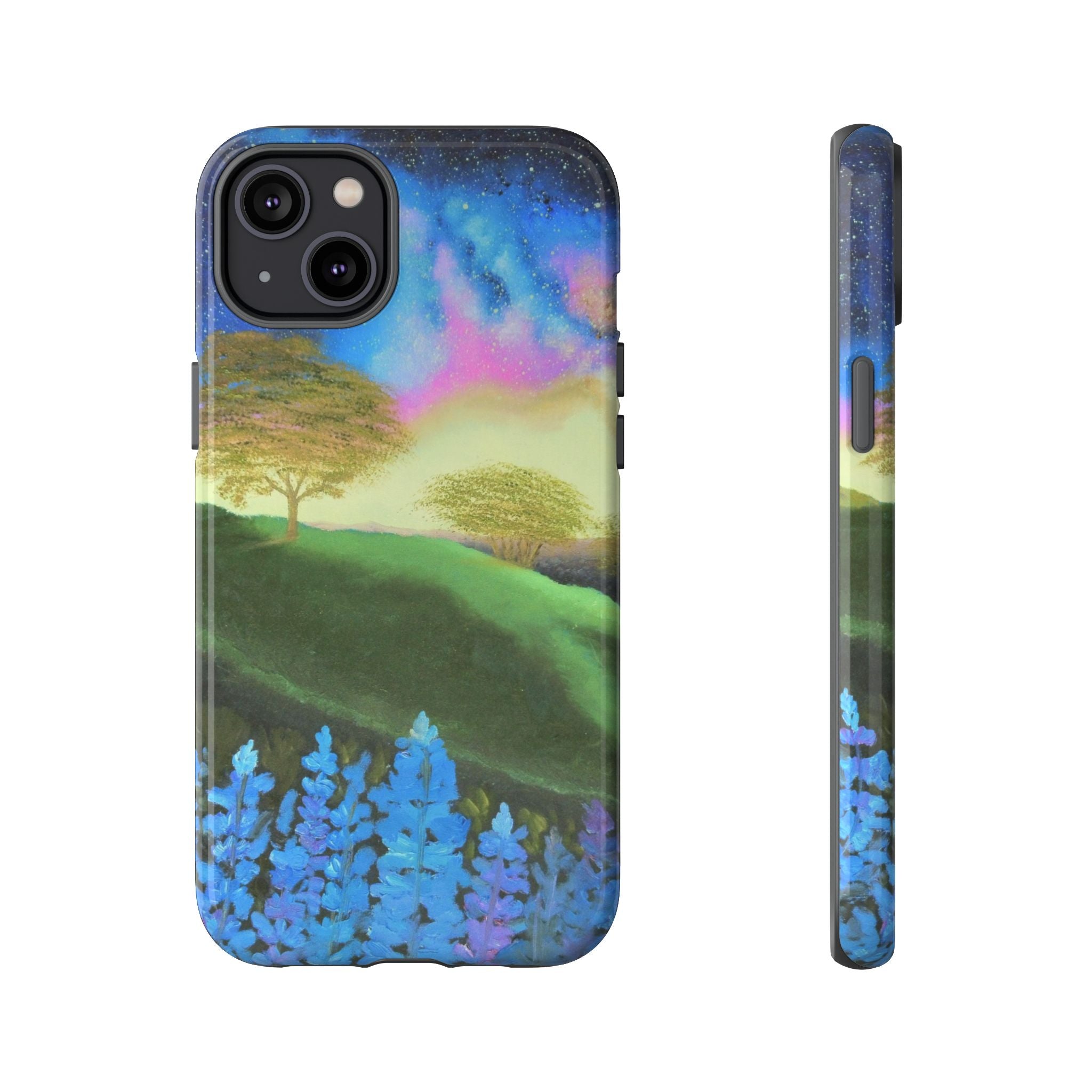 Aurora Nightscape Phone Case — Galaxy Meadow Protective Case